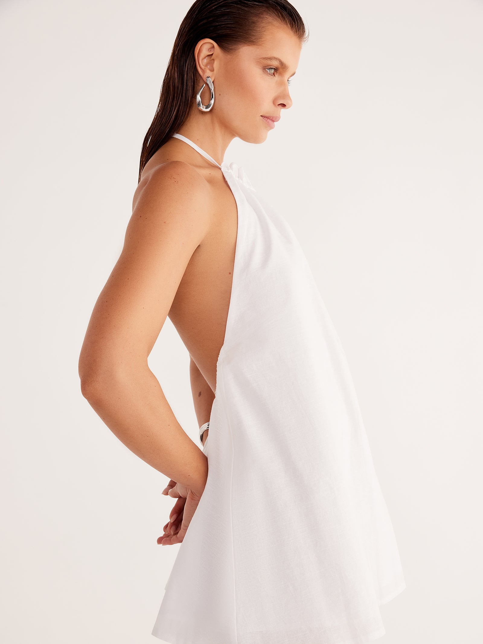 Alysse Halter Dress In White