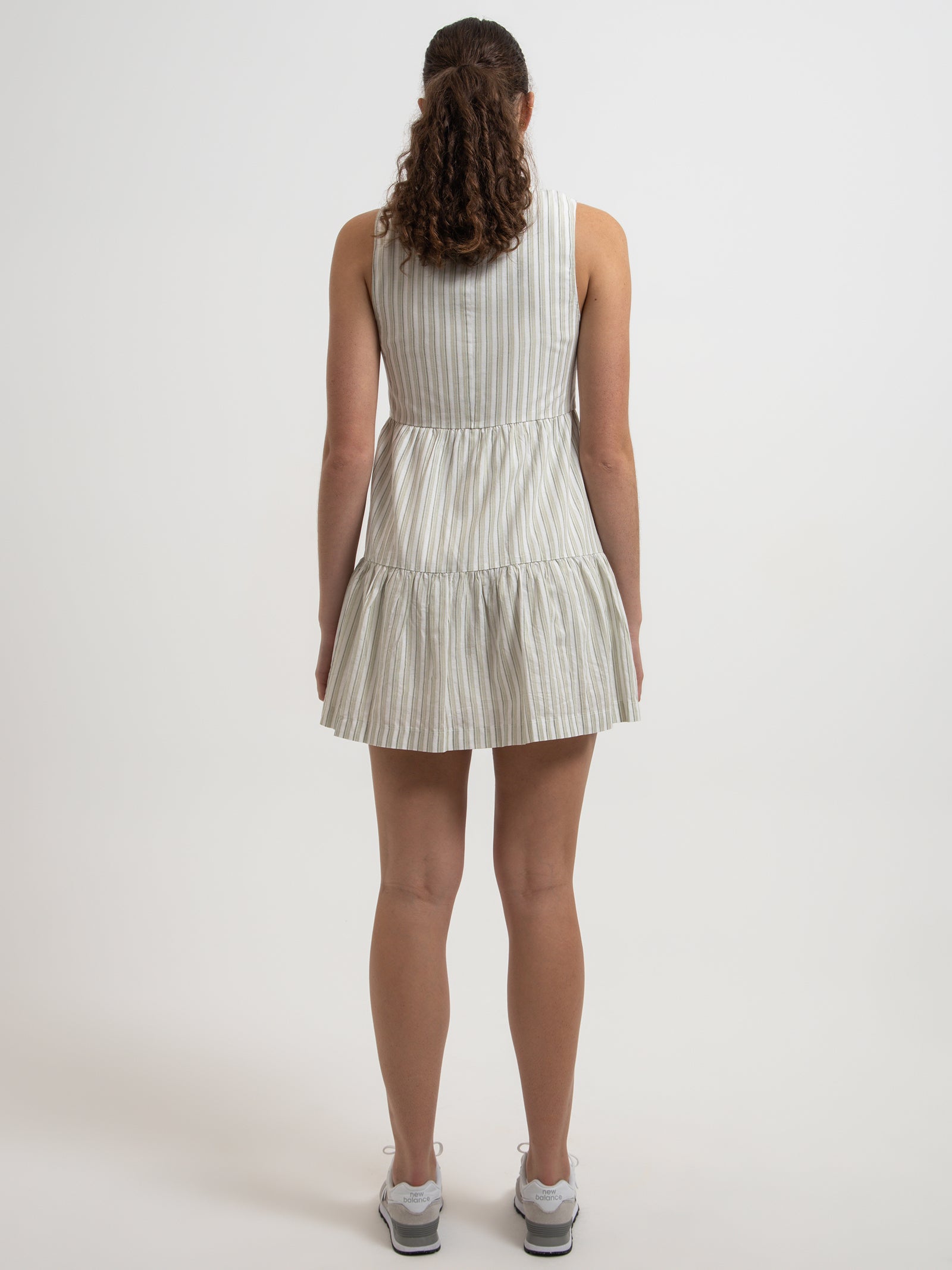 Orla Mini Dress in Sage Stripe