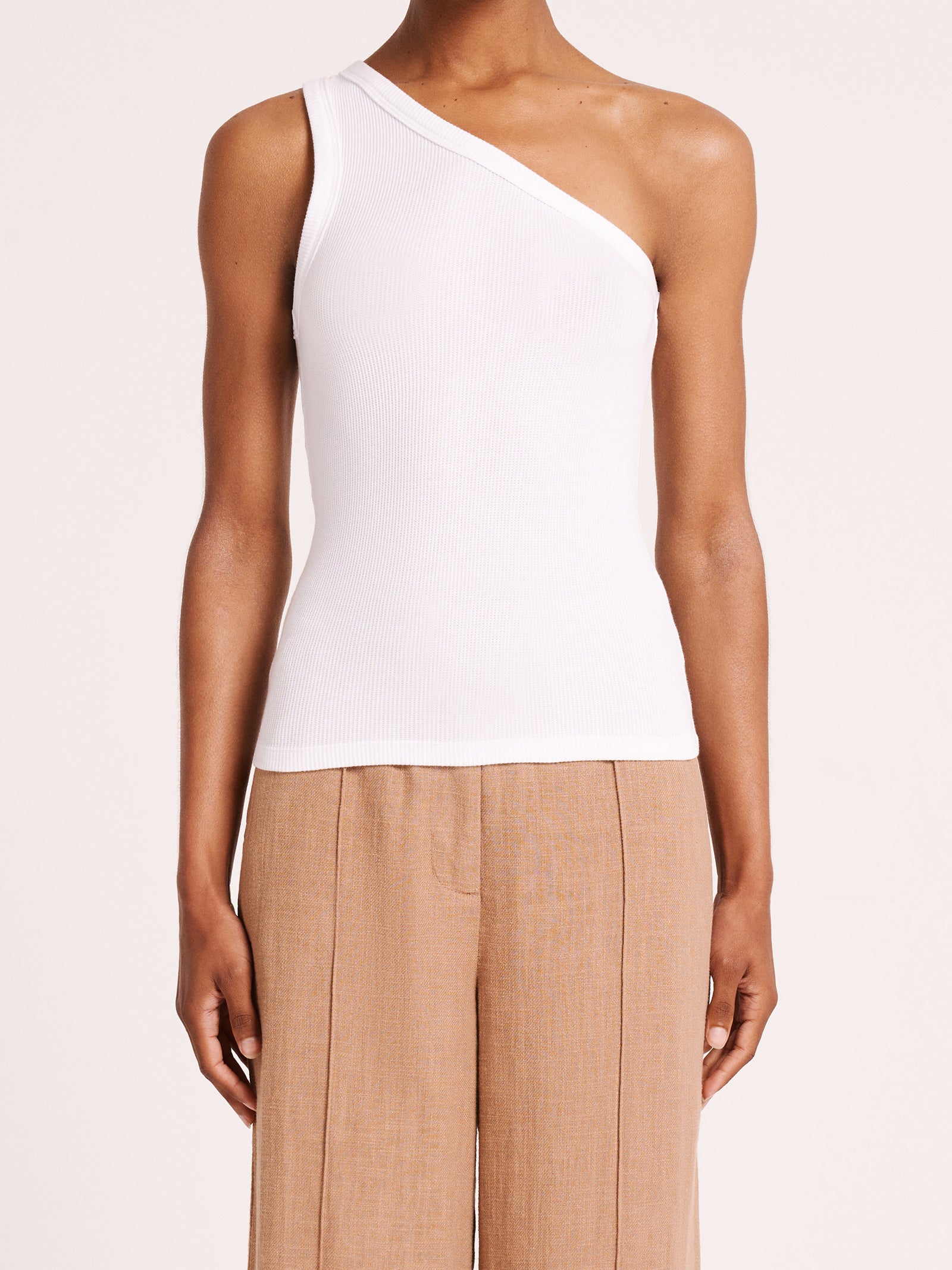 Cecil One Shoulder Tank in White