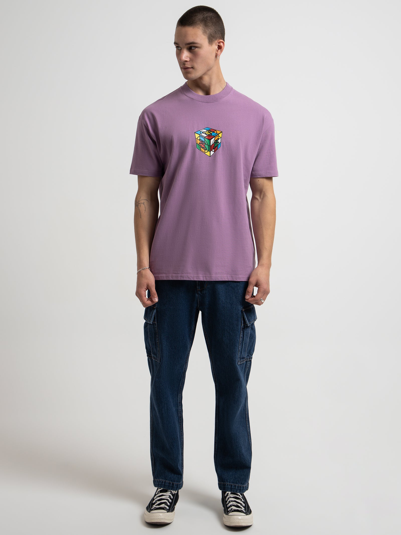 Cube Heavyweight Short Sleeve T-Shirt in Solid Orchid