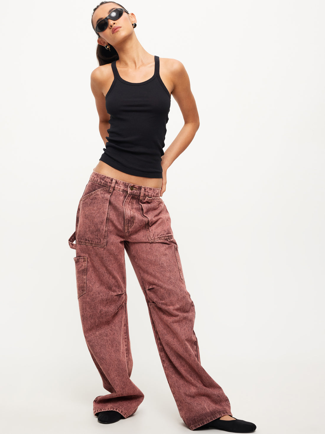 Miami Vice Low-Rise Baggy Jeans in Bronze Stonewash