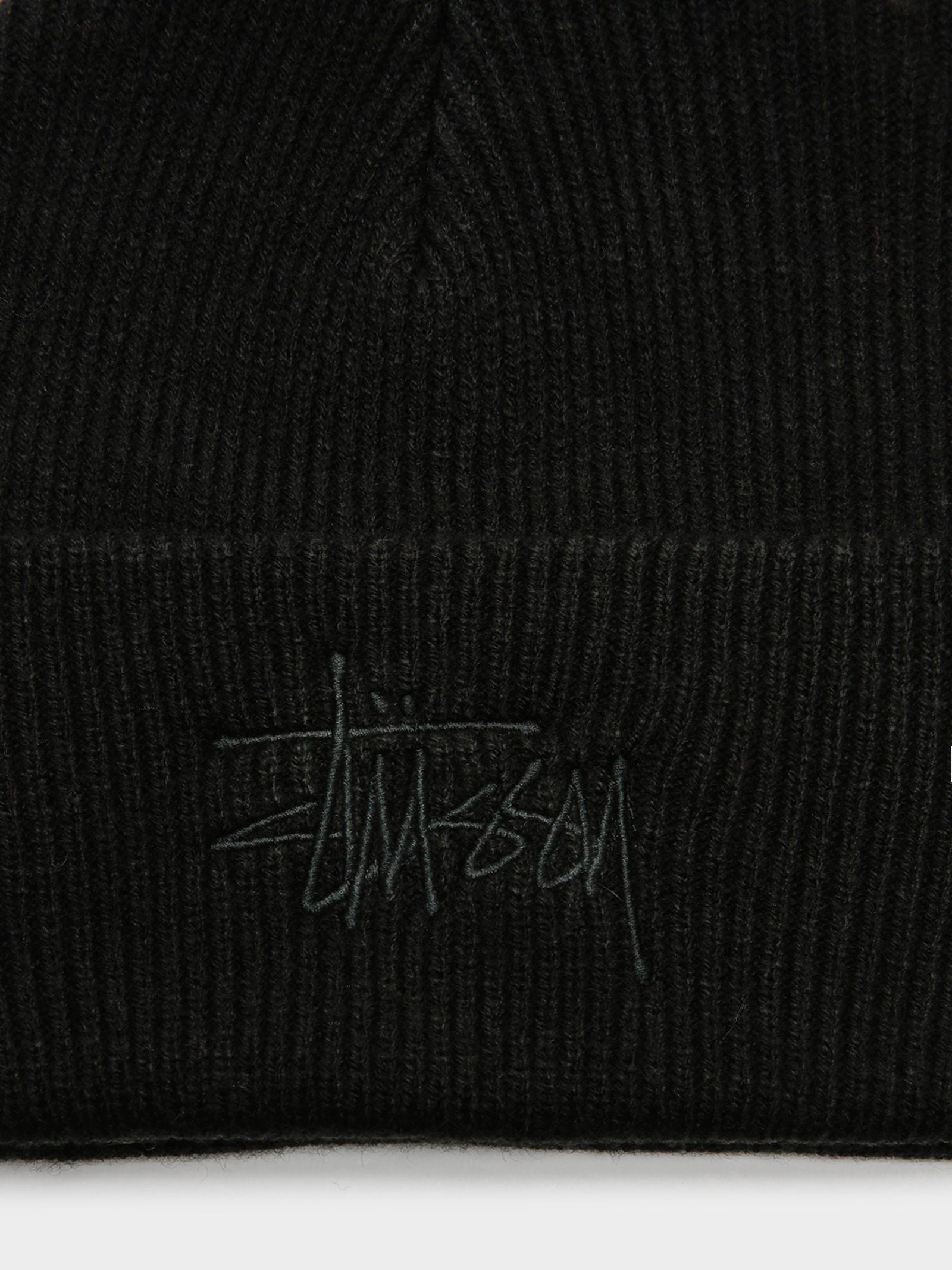 Tonal Graffiti Tall Beanie in Black