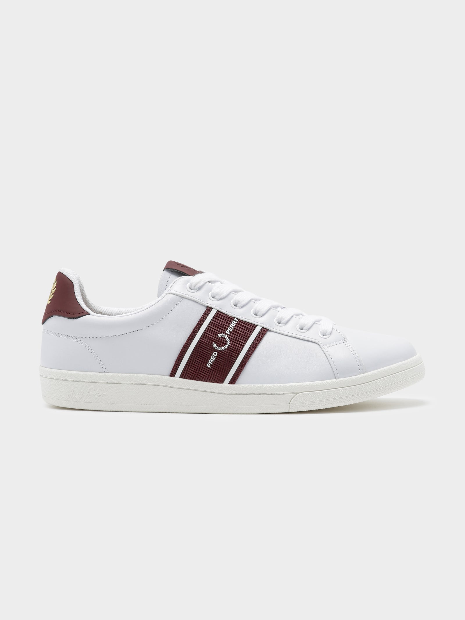 Mens B721 Leather Sneakers in White & Oxblood