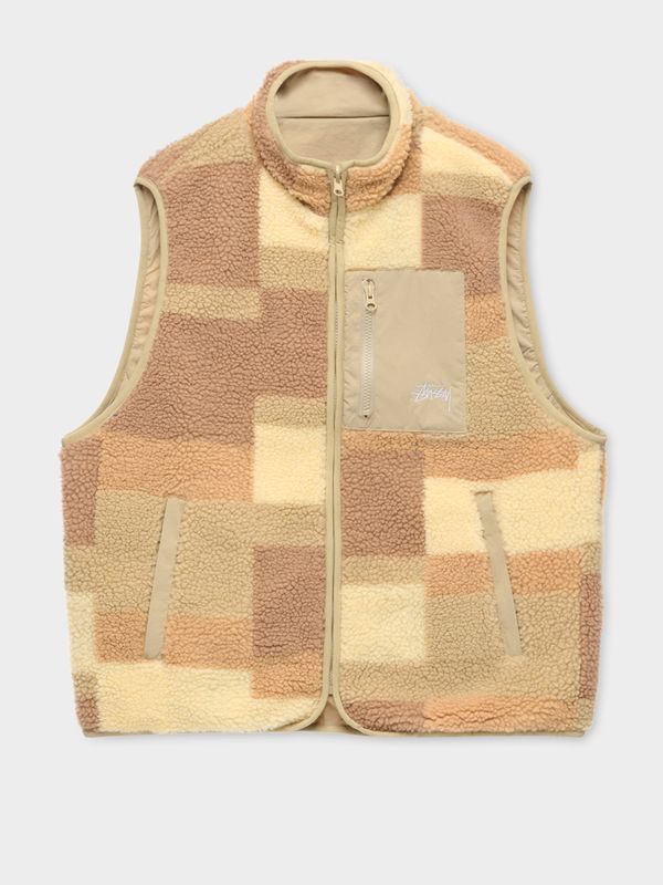 Reversible Square Jacquard Sherpa Vest