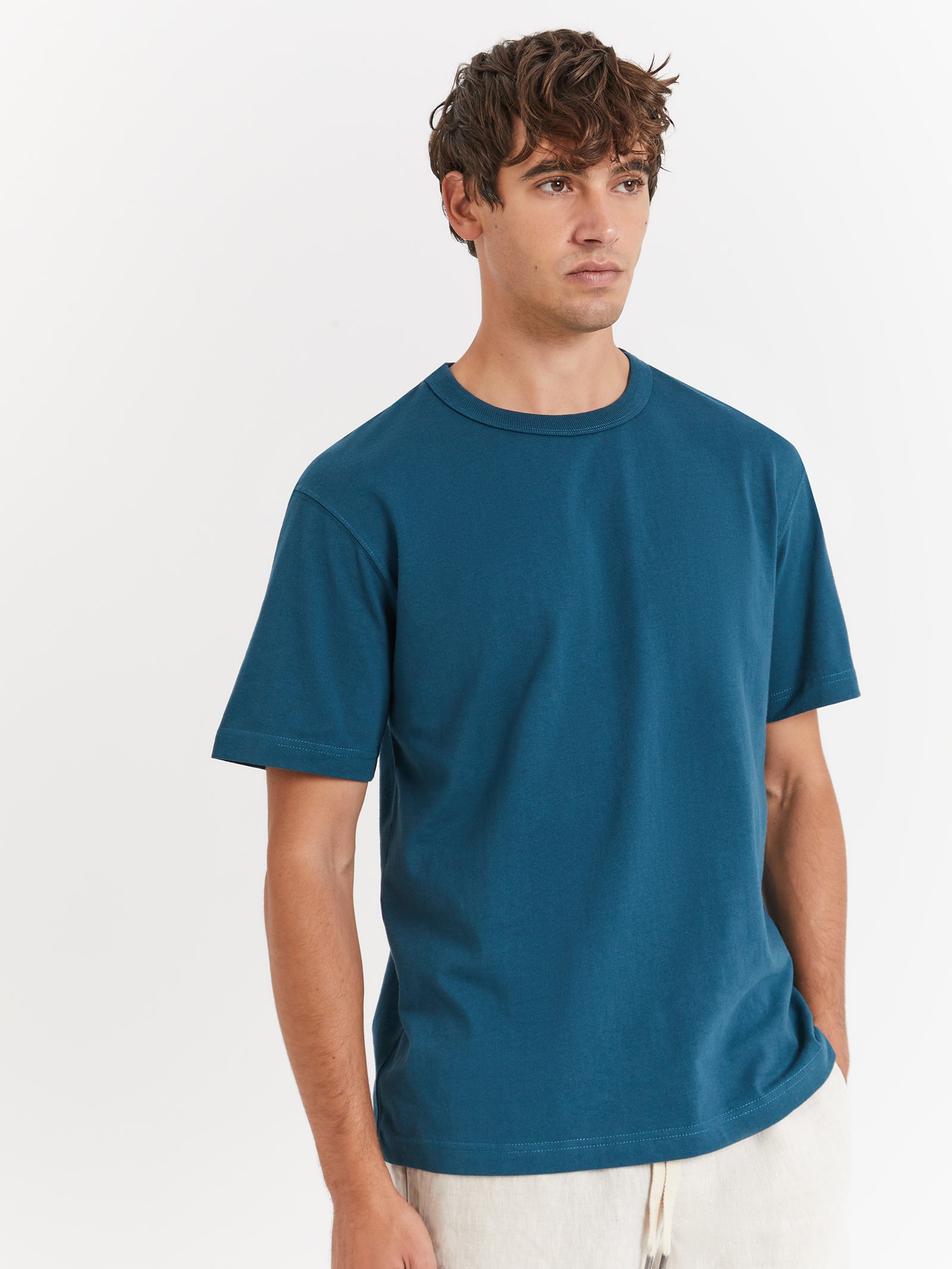 Heavyweight Crew T-Shirt in Aegean Blue