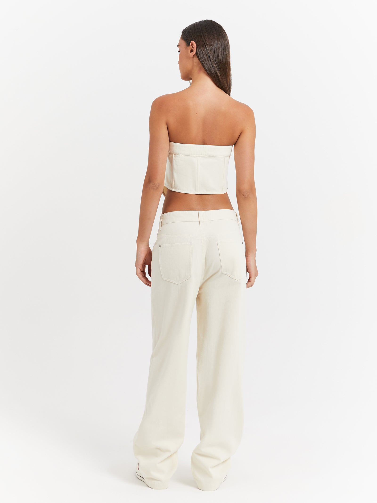 Lenny Low Rise Baggy Pants in Cream & Off White