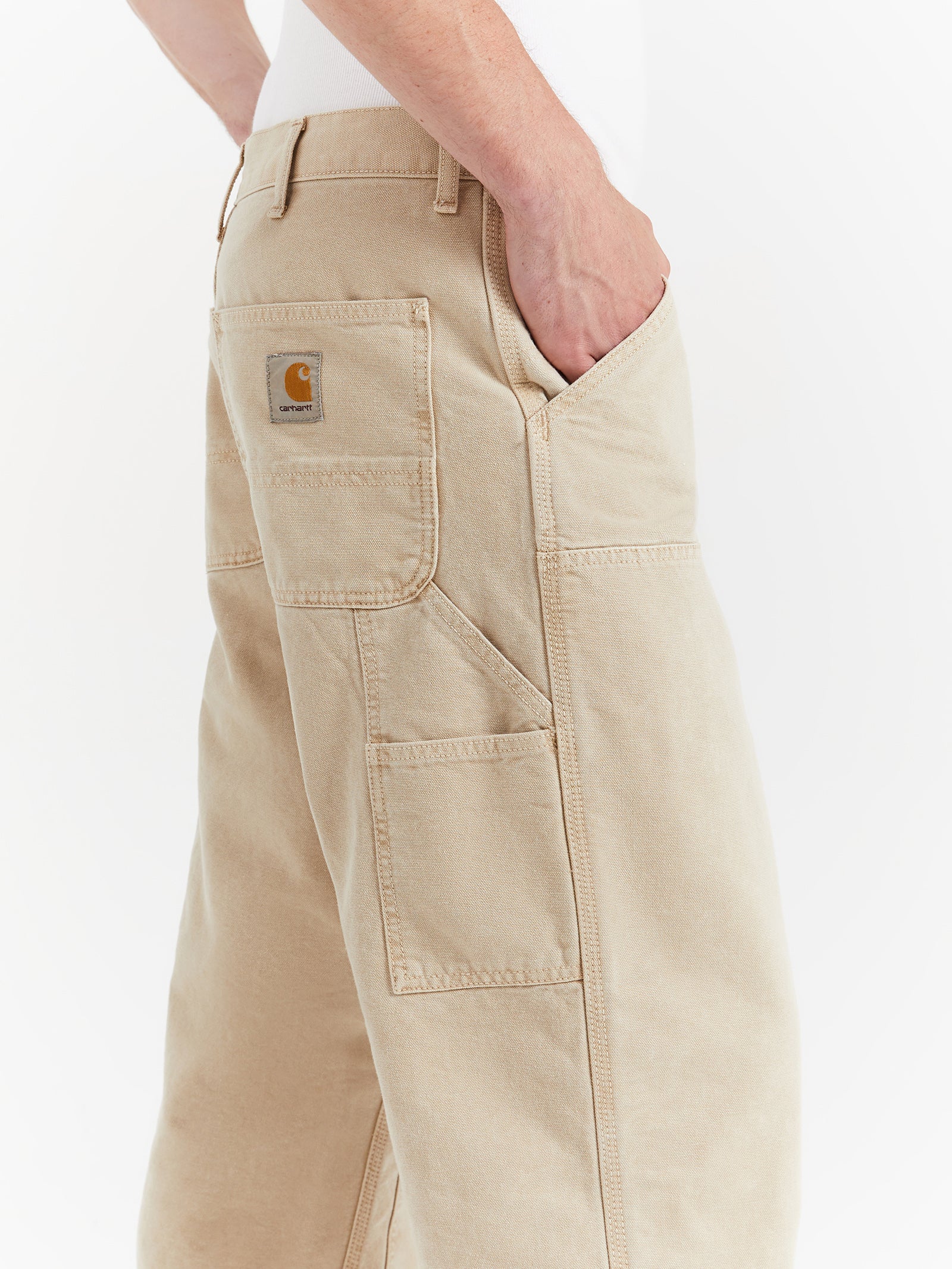 Double Knee Pants in Dusty Brown Faded