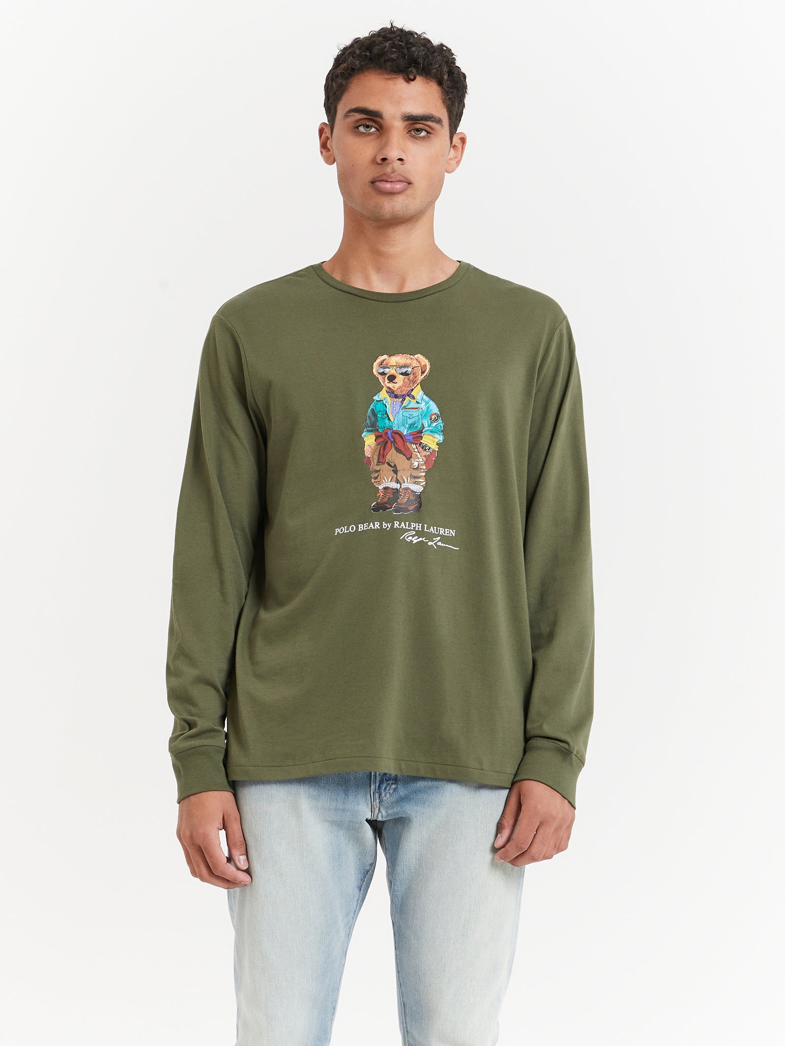 Long Sleeve Trekking Bear T-Shirt in Sage