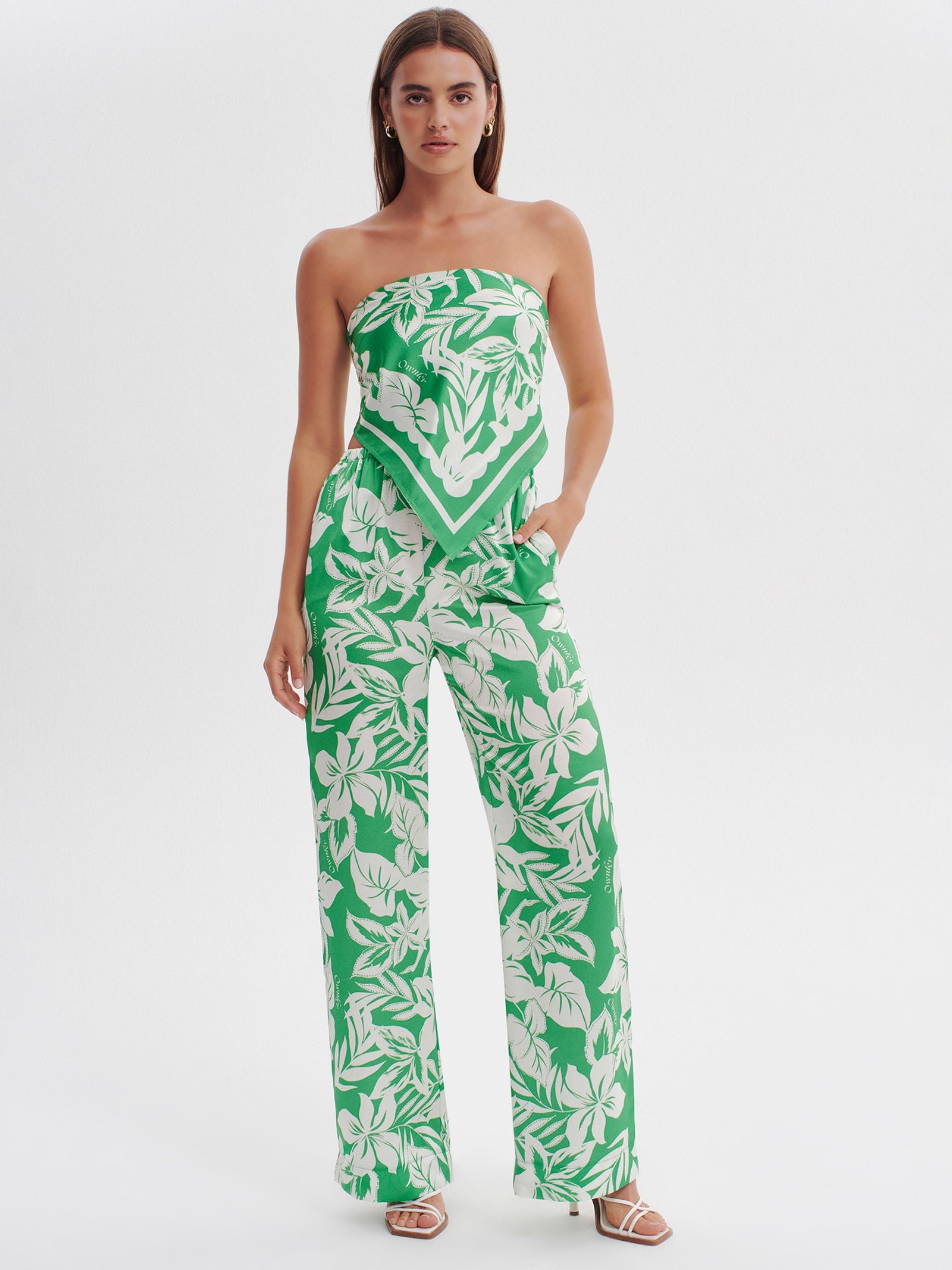 Pina Relaxed Pants in Green Palm