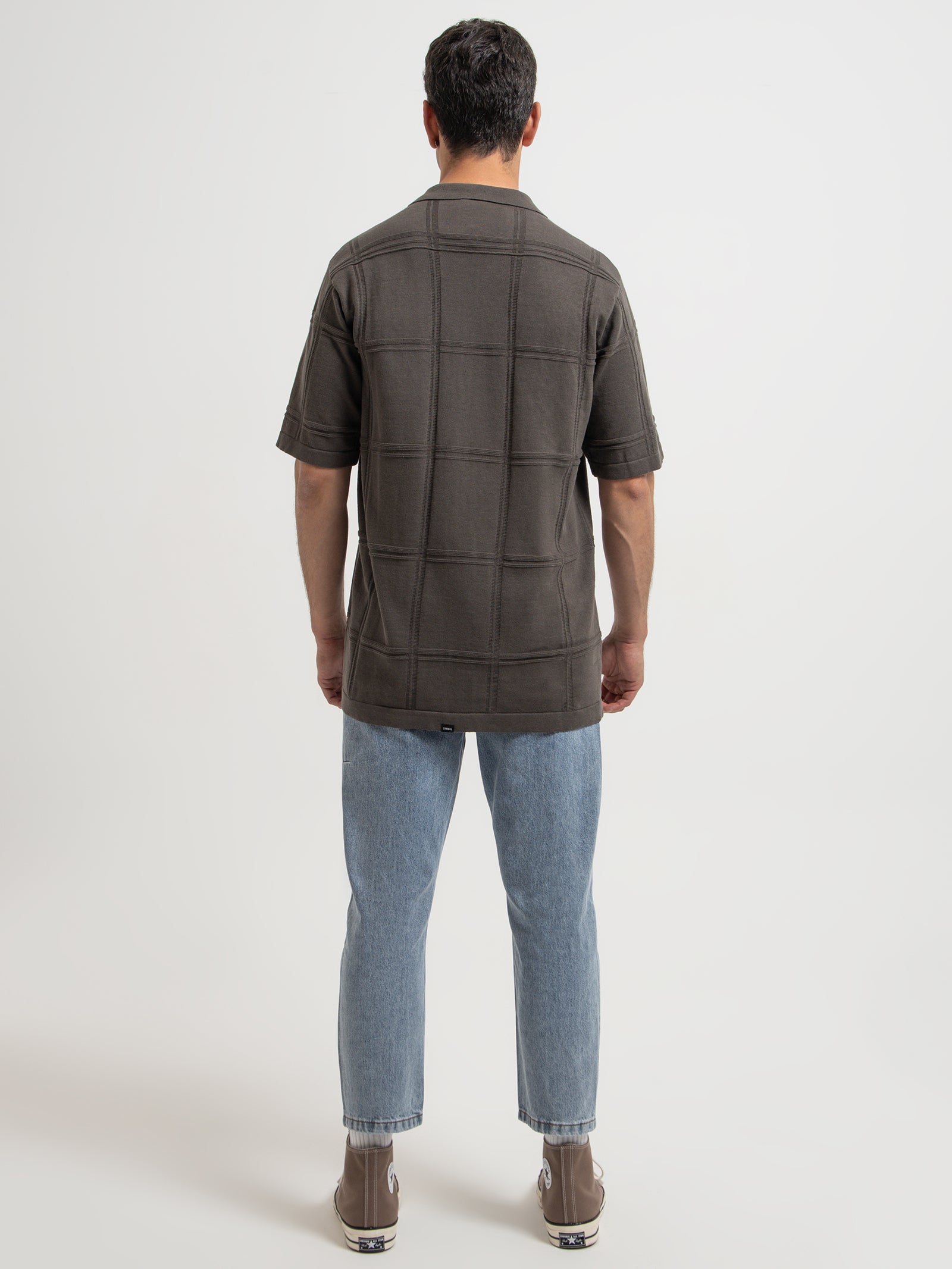 Natural Cooperation Jacquard Bowling Shirt in Tarmac