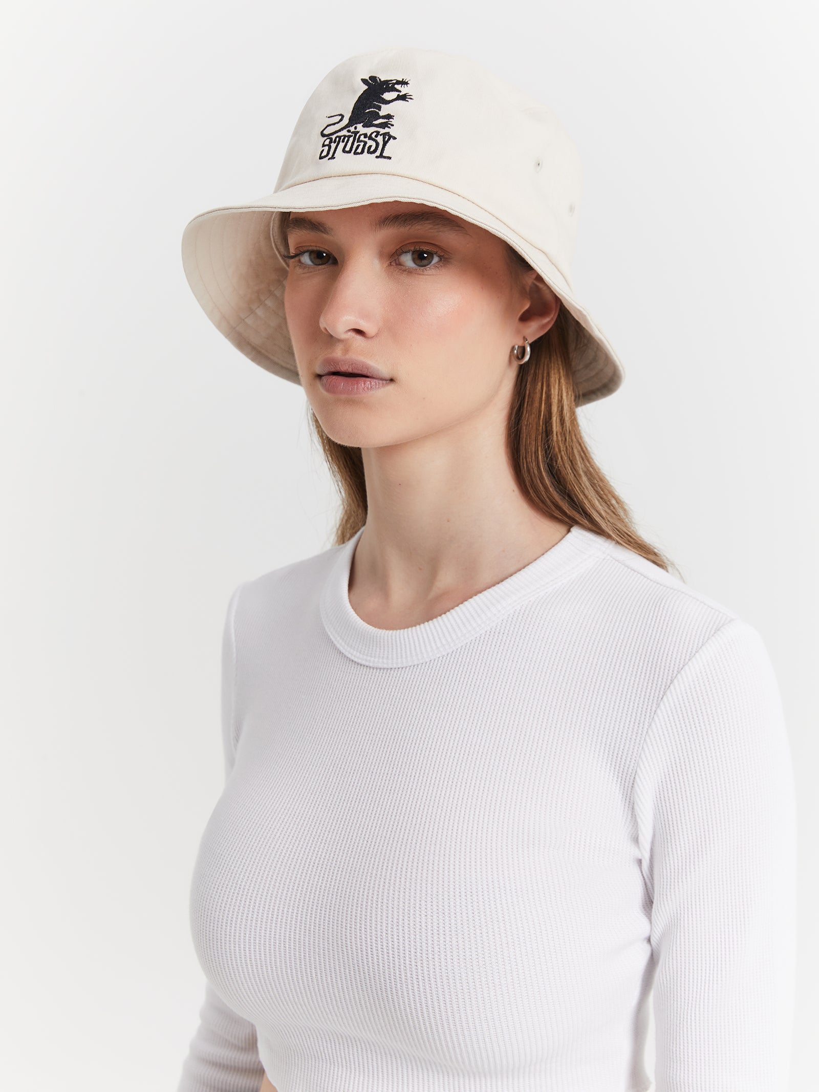 Rat Bucket Hat in White