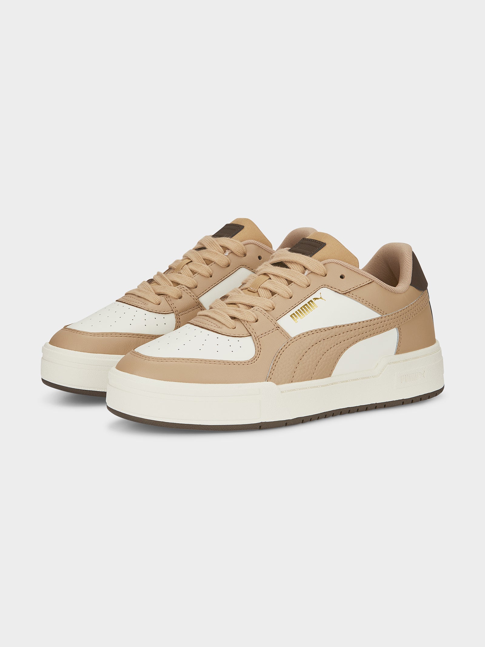 Unisex CA Pro Leather Mix Sneakers in Tan & Brown