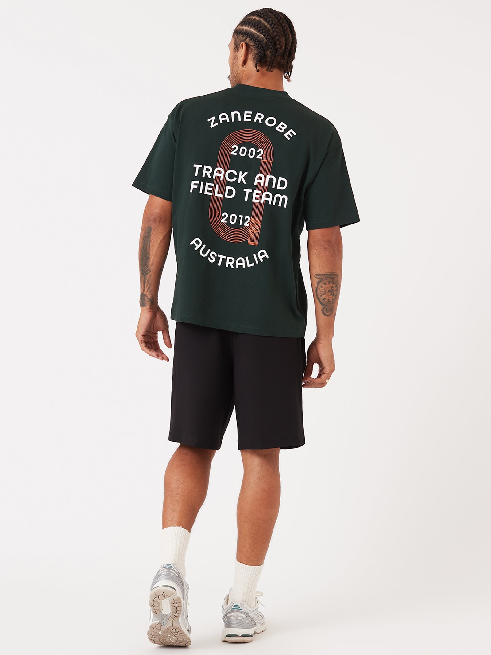 Track Team Box Crop Tee In Forest