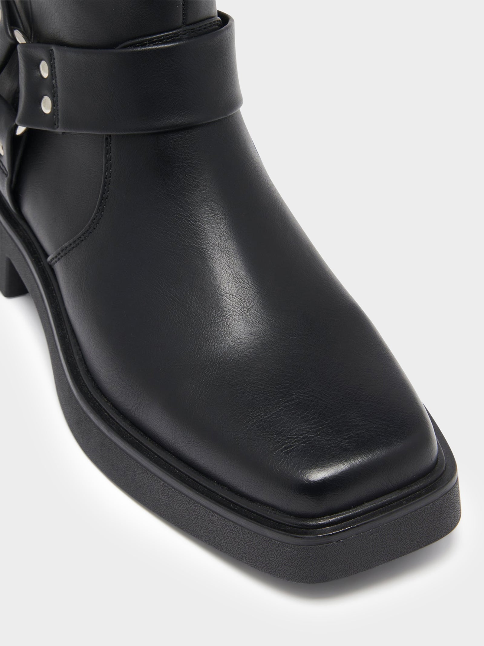 The Edge Mid-Calf Biker Boots in Black