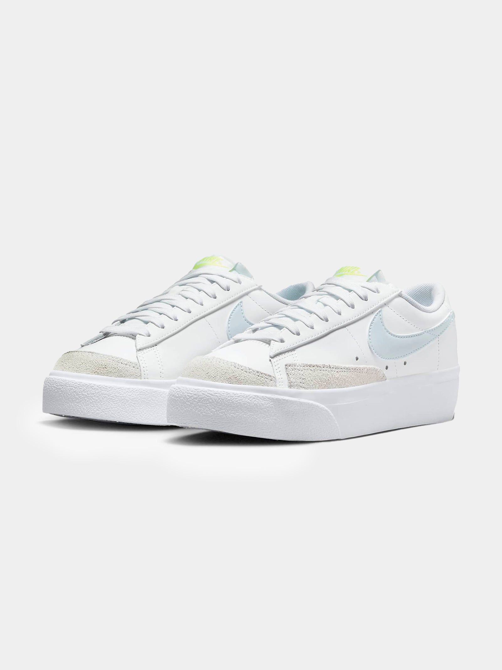 Womens Blazer Low Platform Sneakers in White & Blue Tint Lt Lemon Twist