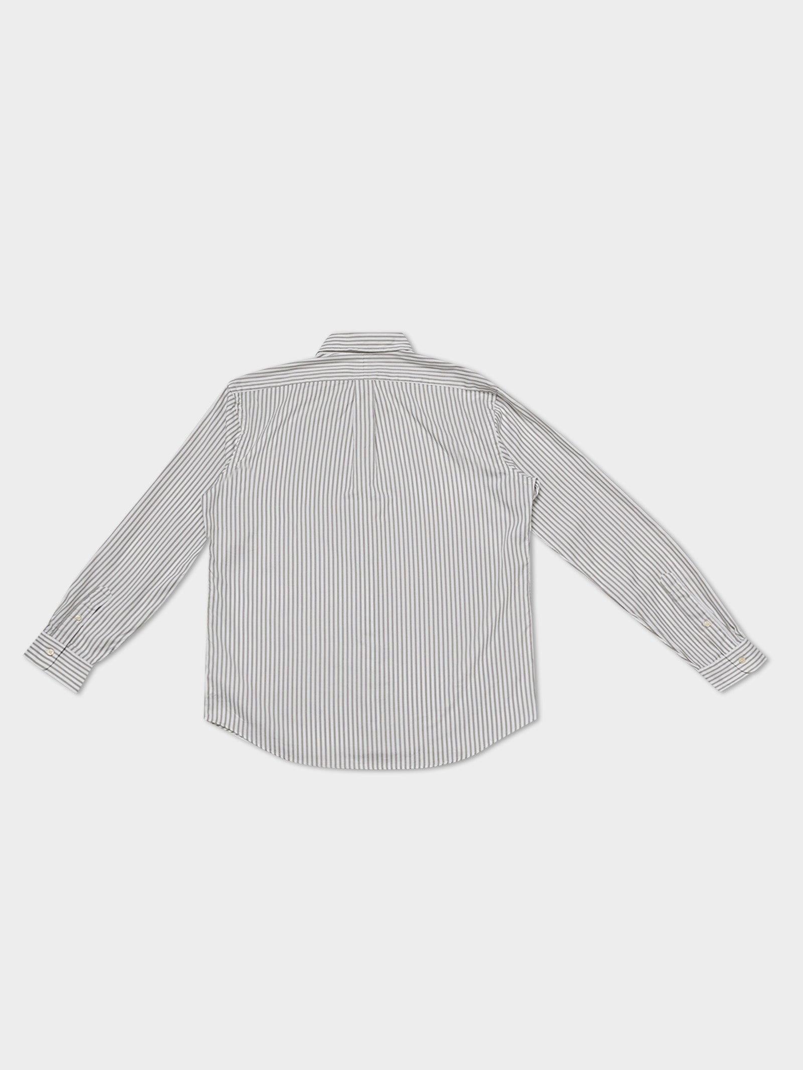 Custom Oxford Striped Button-Down Shirt in Grey & White