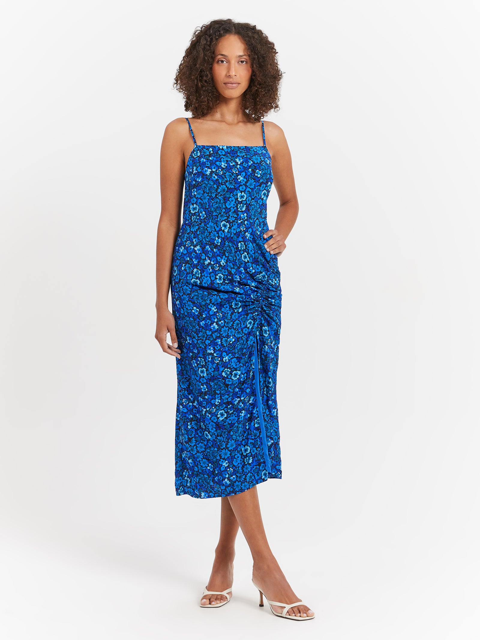 Elyna Midi Dress in Azure Floral