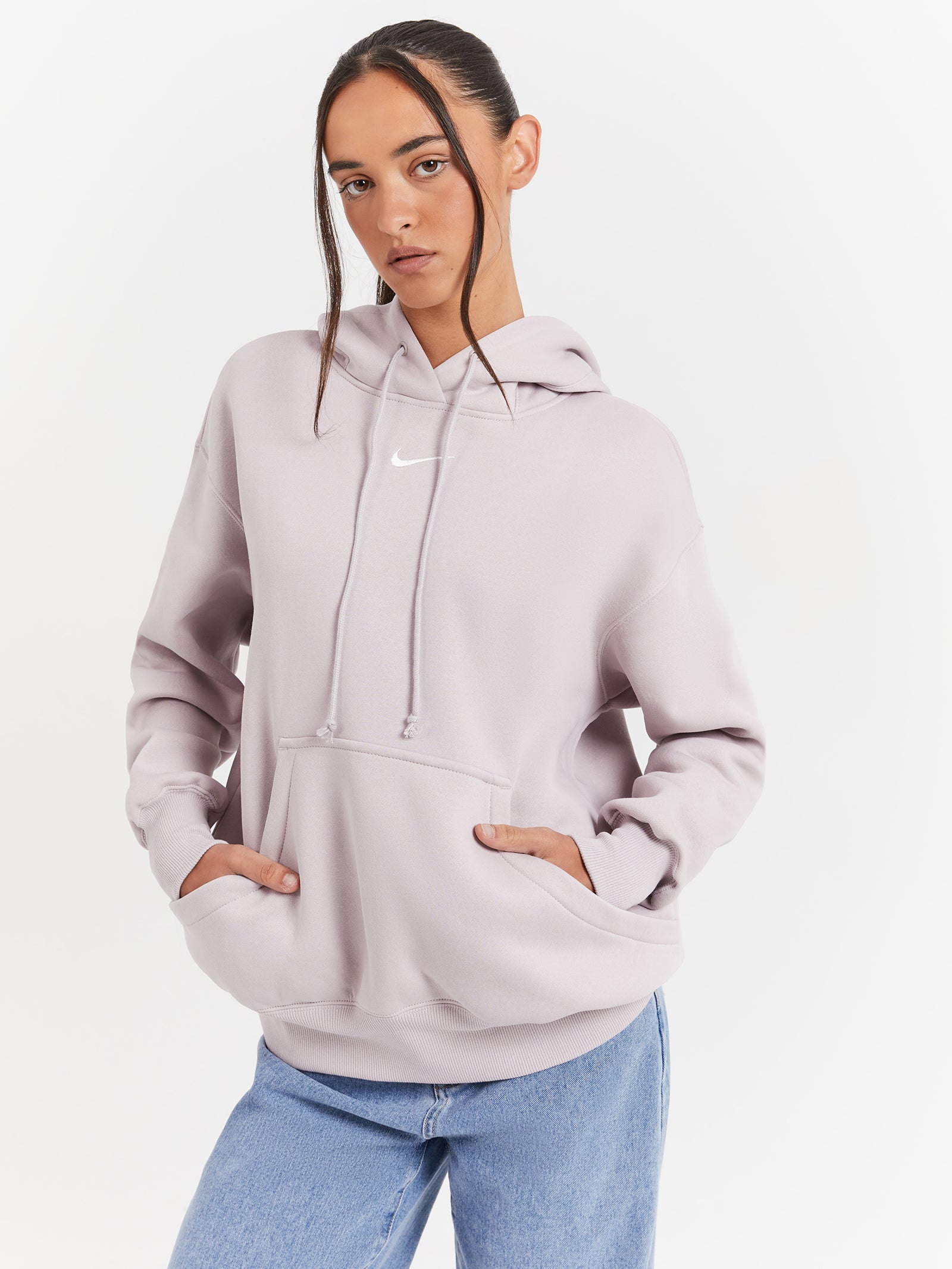 Nike Sportswear Phoenix Fleece Oversized Pullover Hoodie in Platinum Violet & Sail