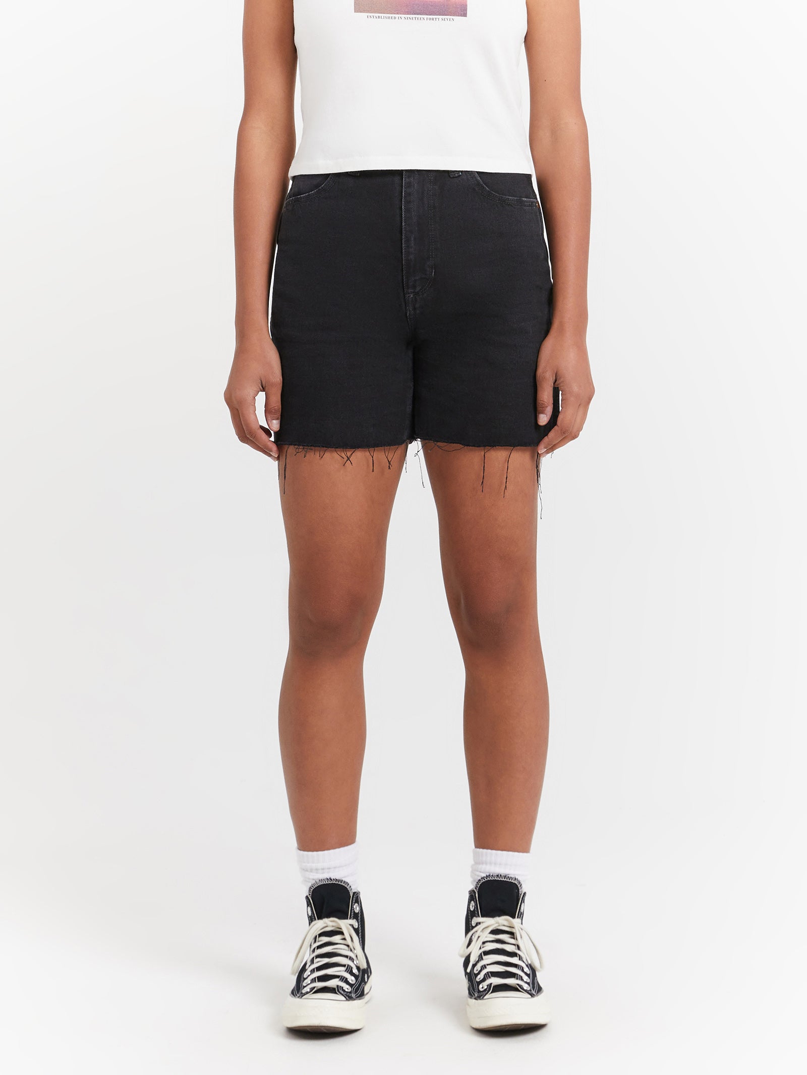 Claudia Straight Shorts in Garage Black