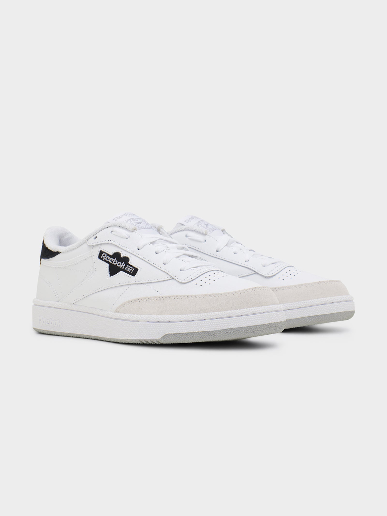 Unisex Club C 85 Sneakers in White & Black