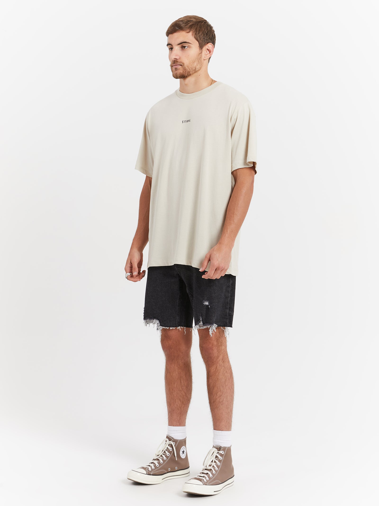 Minimal Thrills Merch Fit T-Shirt in Oatmeal