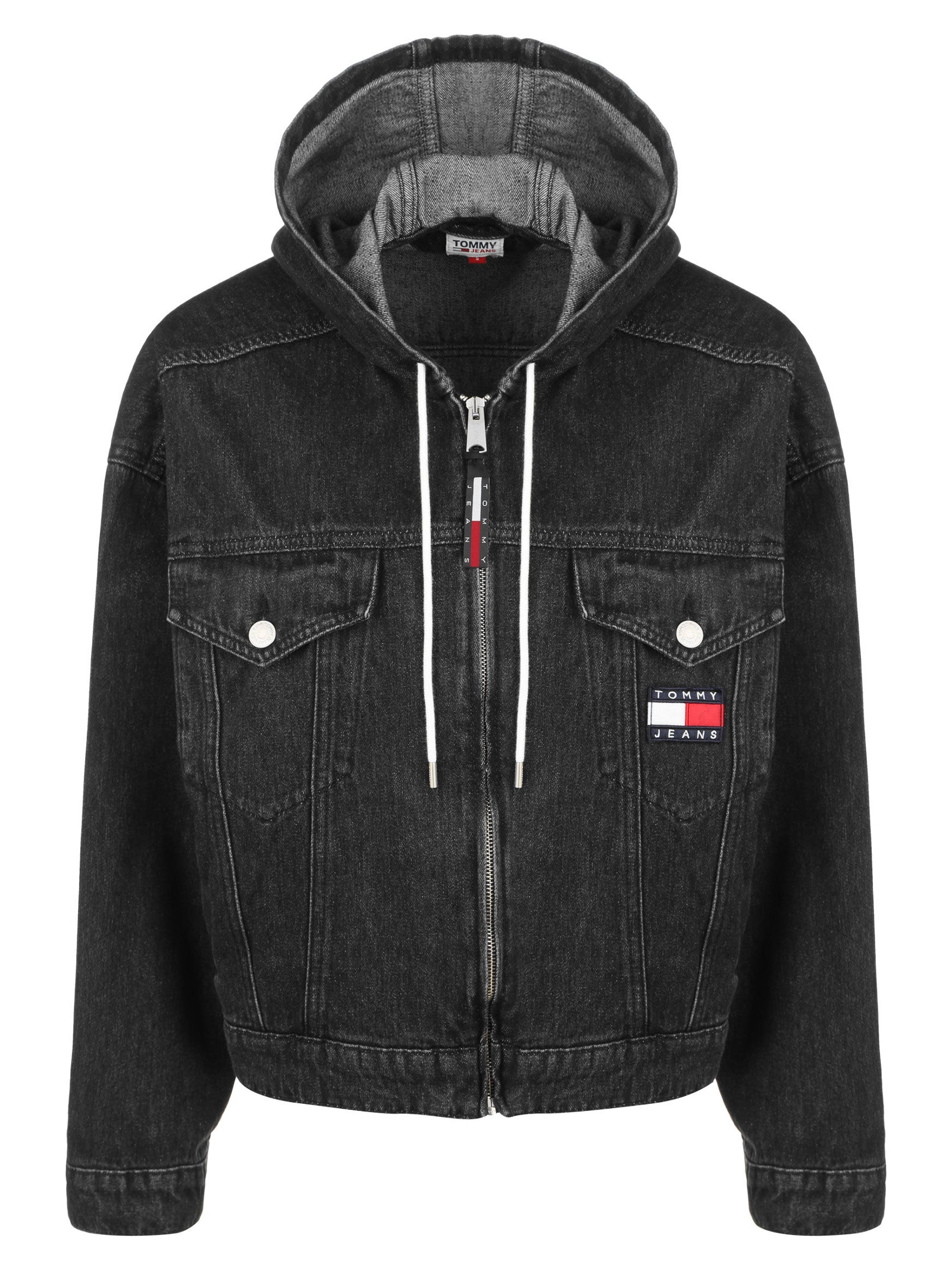 Hooded Denim Jacket in Black