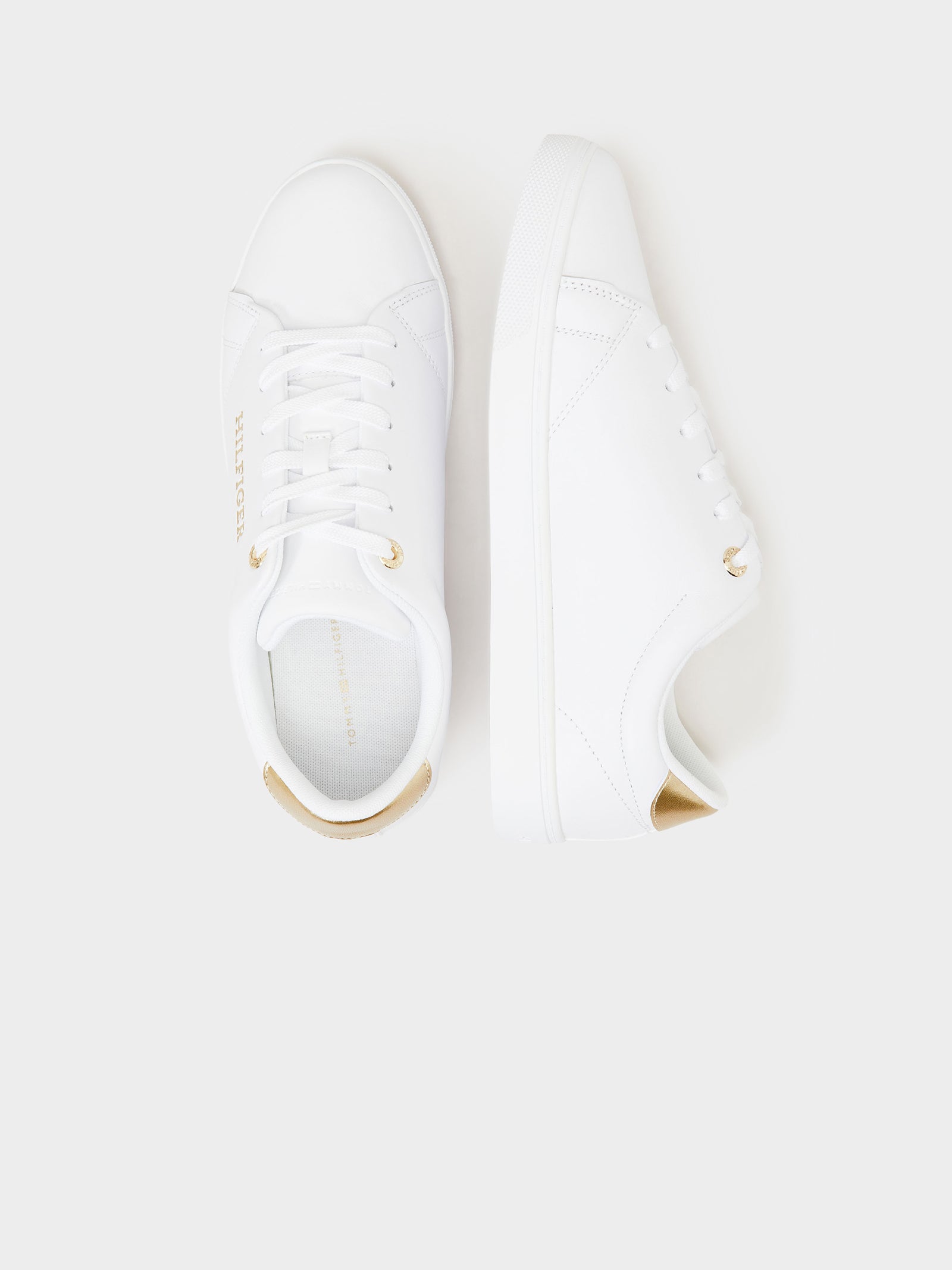 Womens Cupsole Trainers in White & Gold