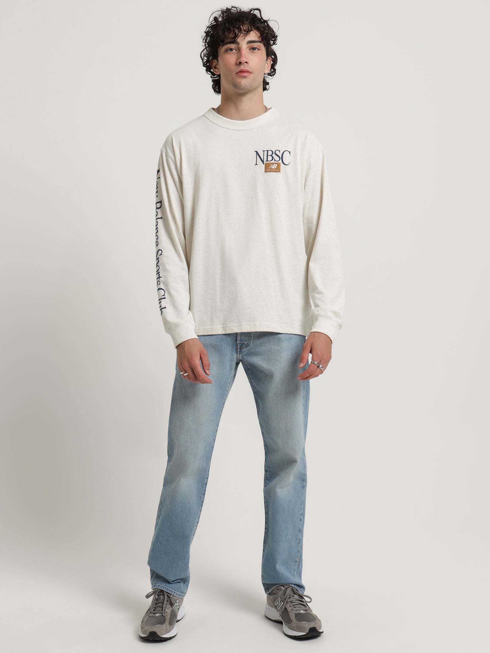 Athletics Sports Club Long Sleeve T-Shirt in Oatmeal