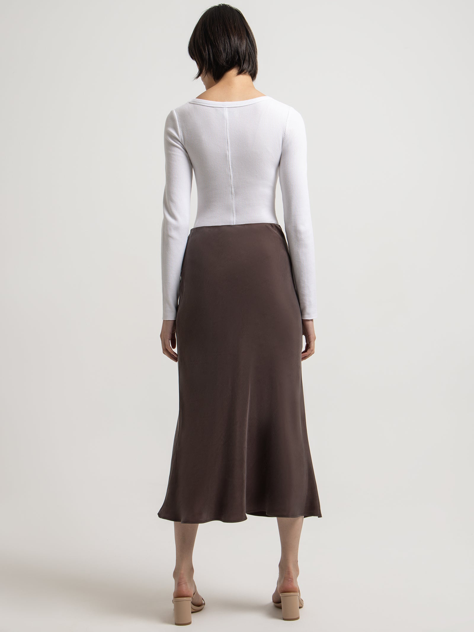 Harlow Cupro Midi Skirt in Cinder