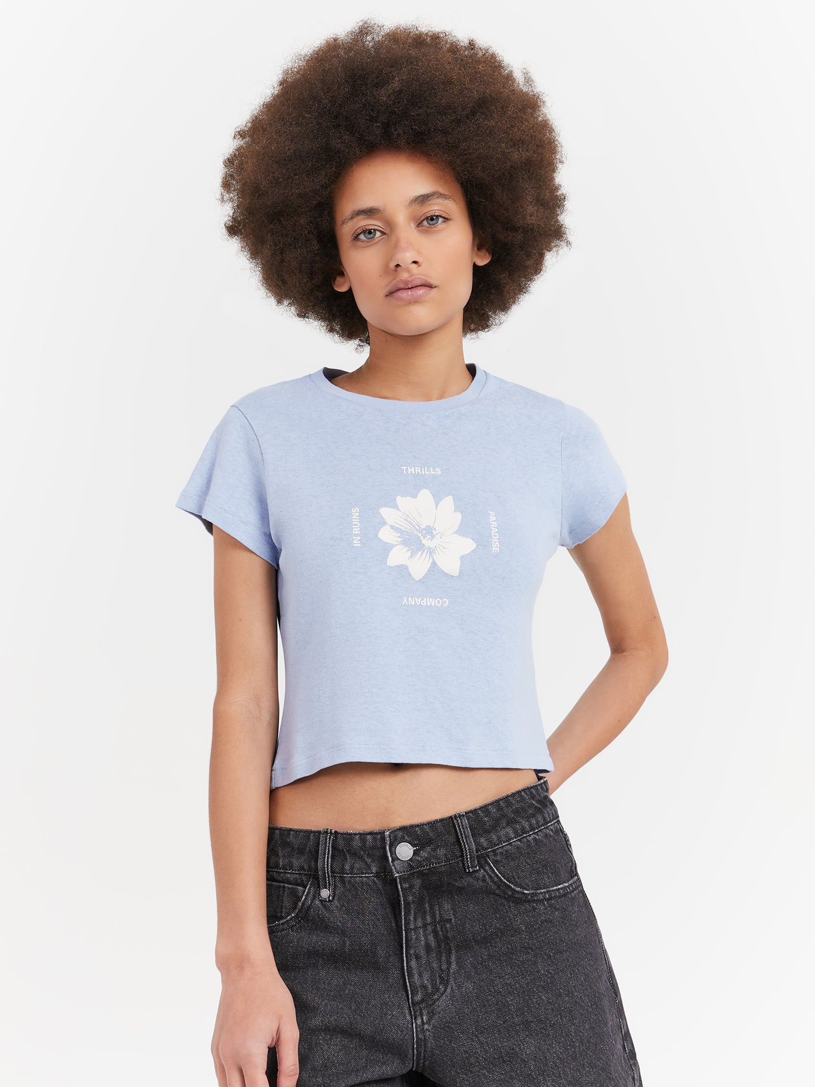 Love Me Not Mini T-Shirt in Sky Blue