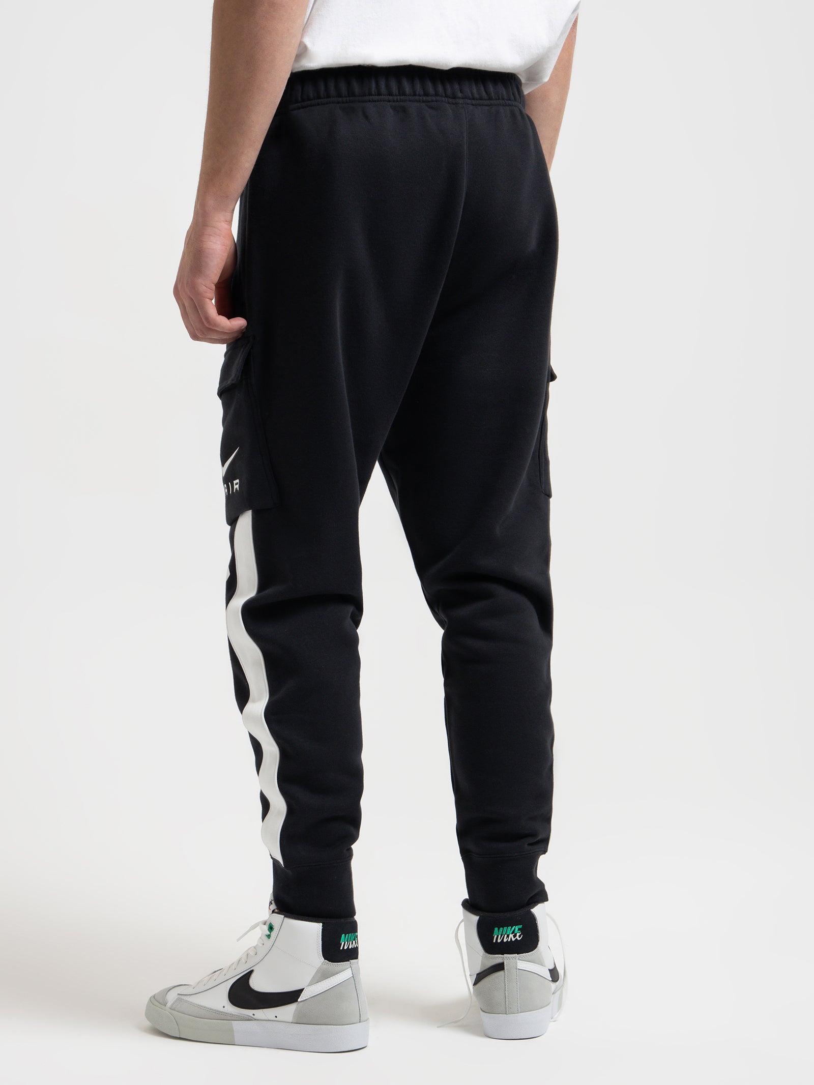 Sportswear Fleece Cargo Trousers in Black & White