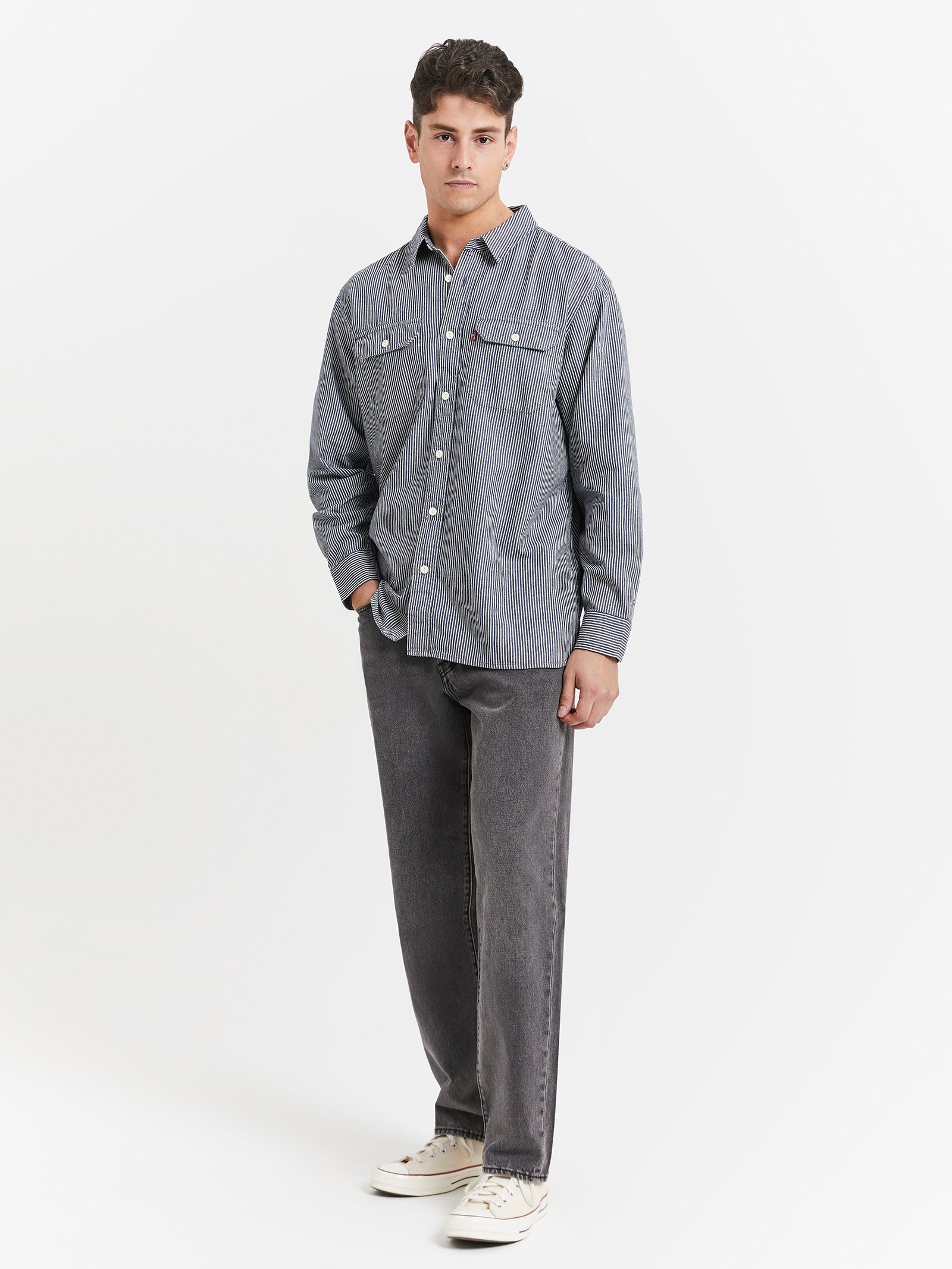 Classic Worker Workwear Shirt in Faded Blue