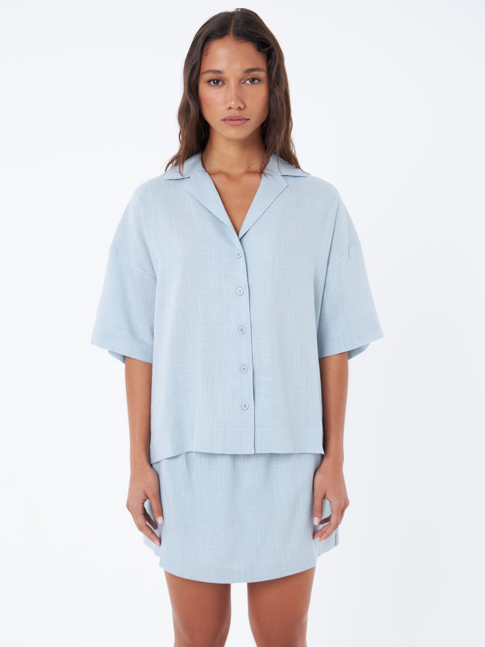 L&R Boxy Shirt In Icy Aqua