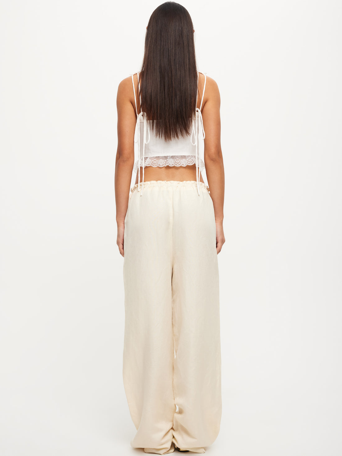 La Palma Low-Rise Baggy Pants in Off-White