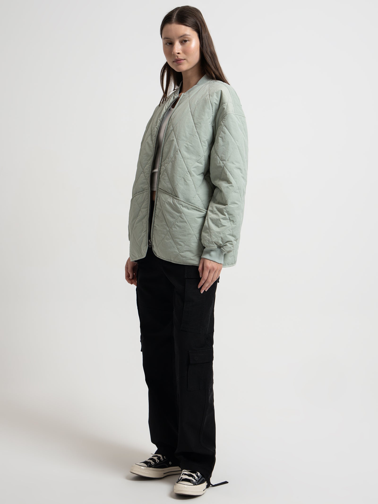 Dice Quilted Jacket in Sage