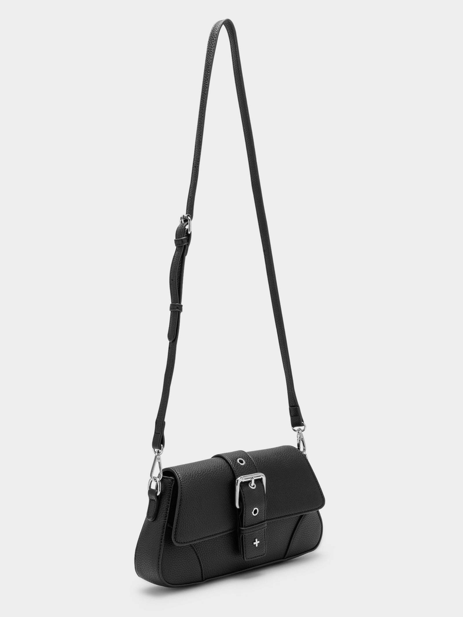 Maddy Shoulder Bag in Black & Silver