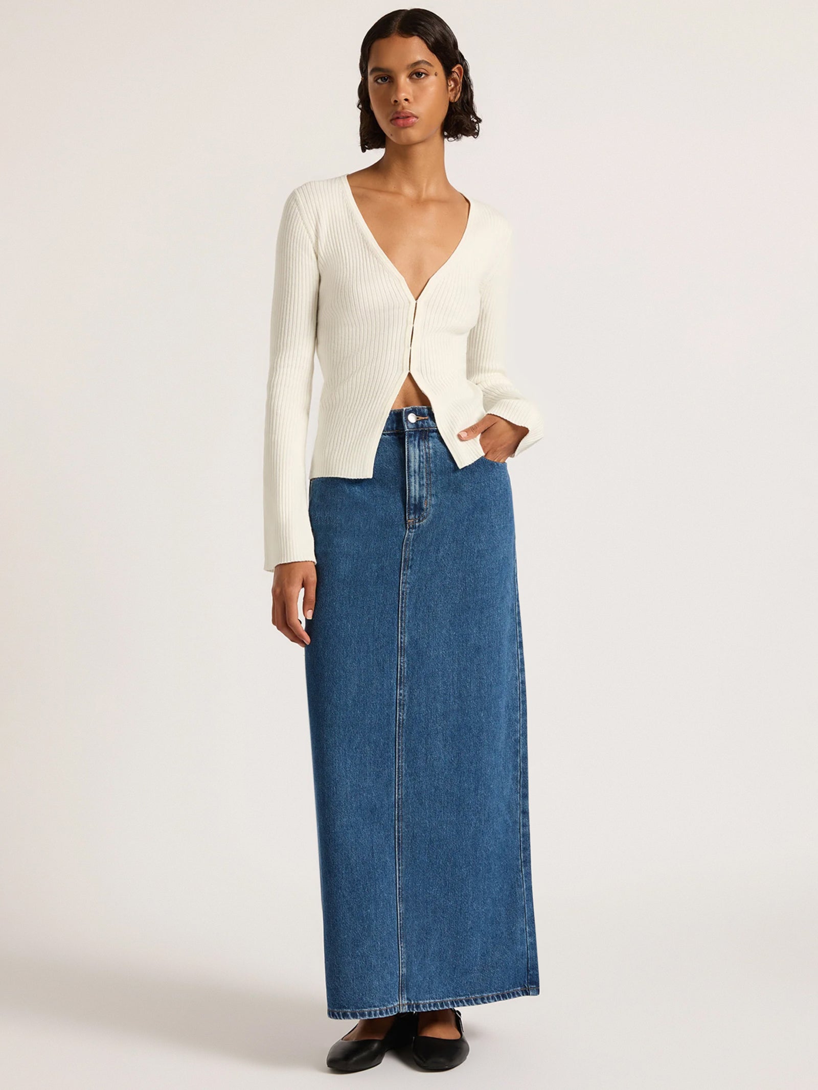 Organic Denim Maxi Skirt