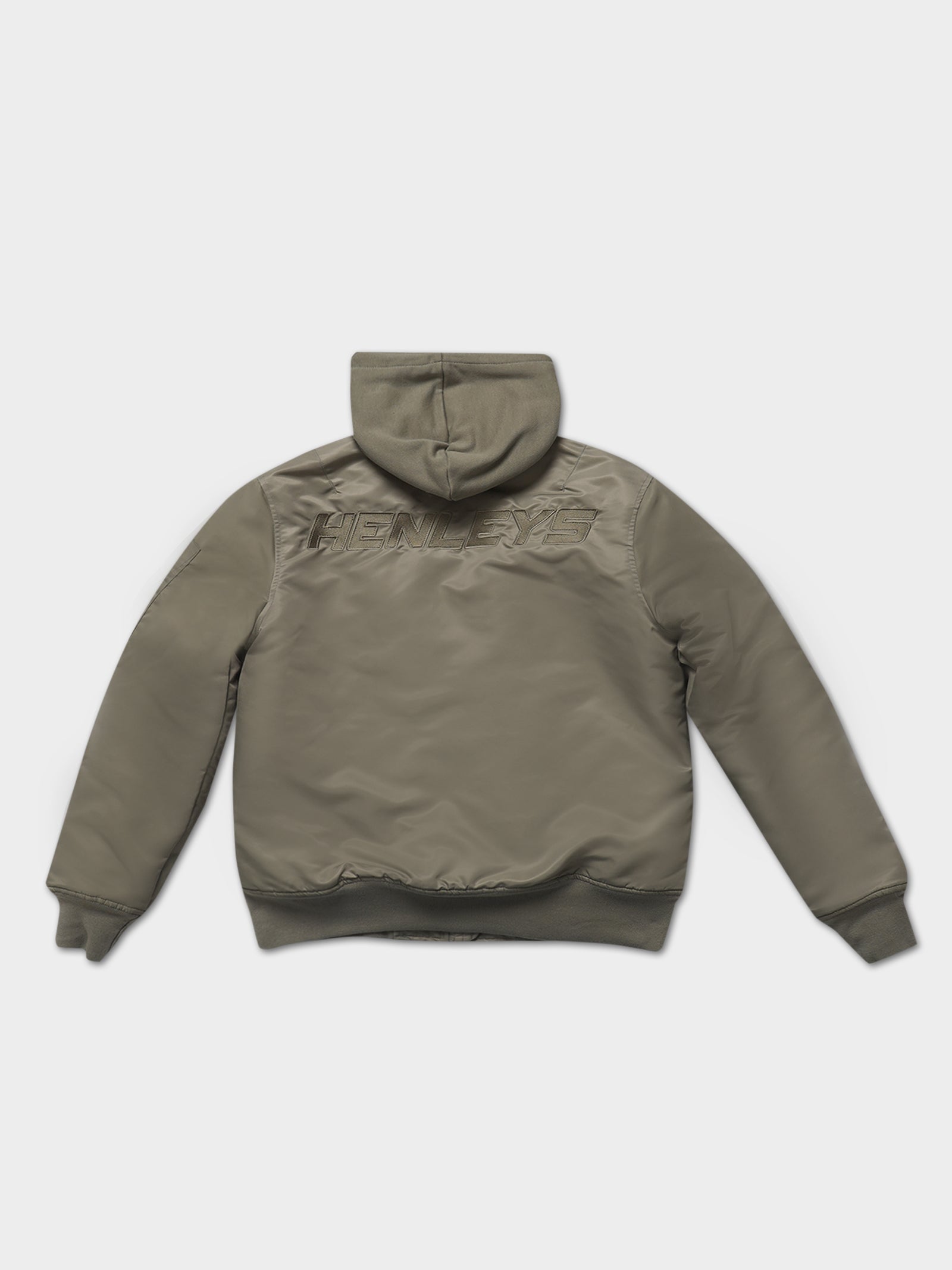 Overdrive Hooded Bomber Jacket in Olive