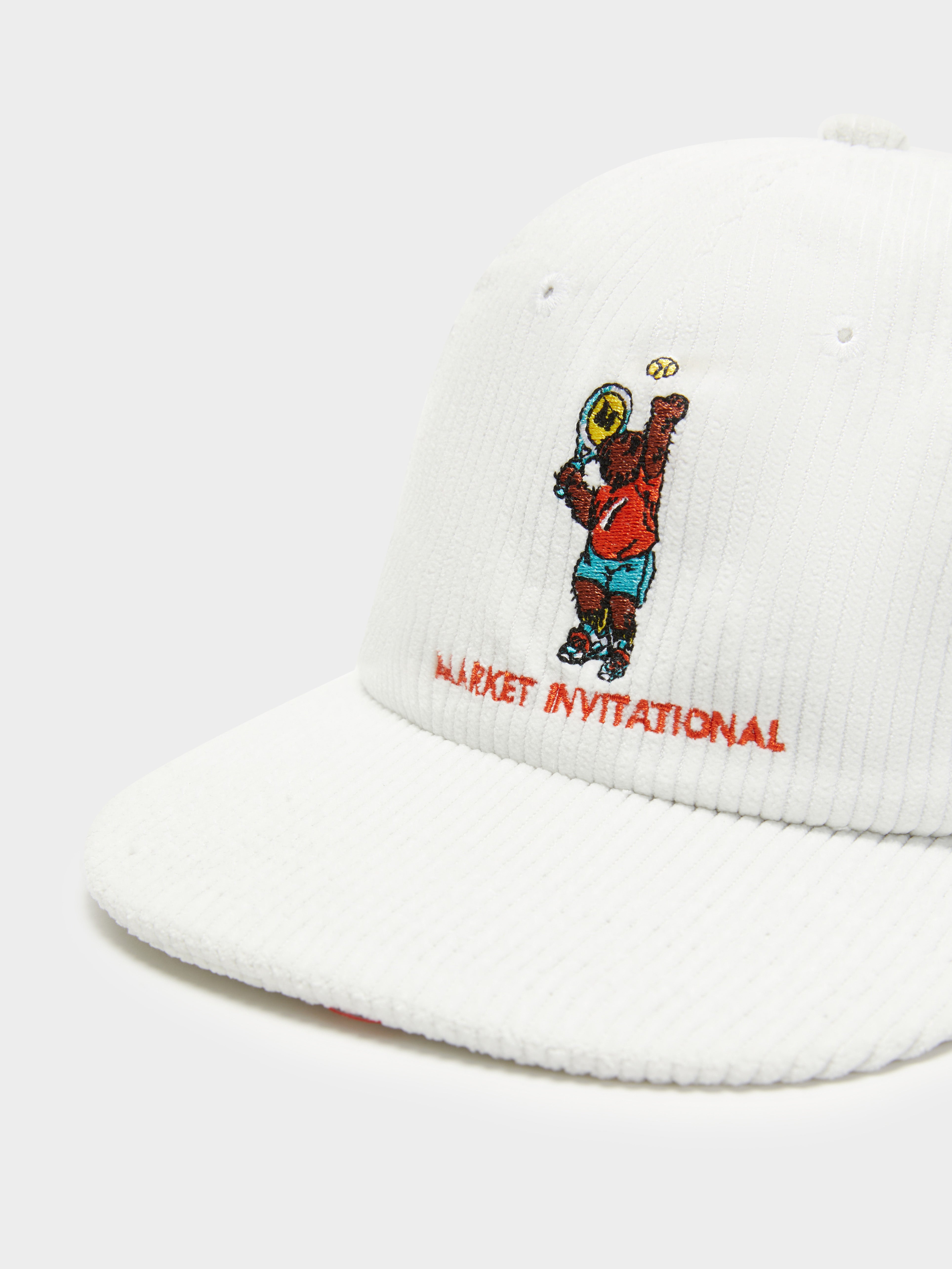 Market Invitational 5 Panel Corduroy Hat in White