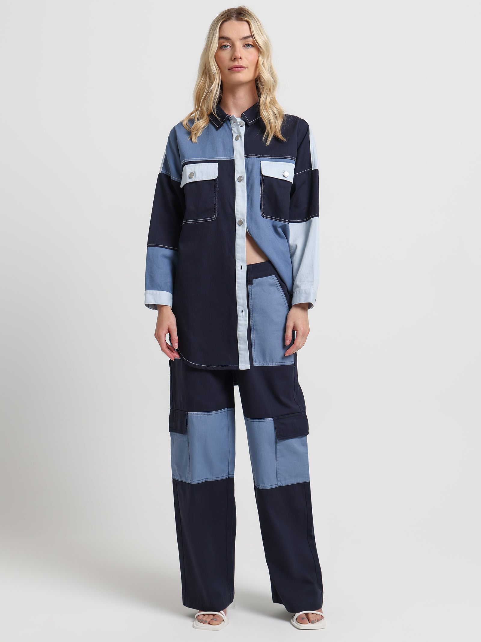 Bronte Low Rise Cargo Pants in Ink Blue