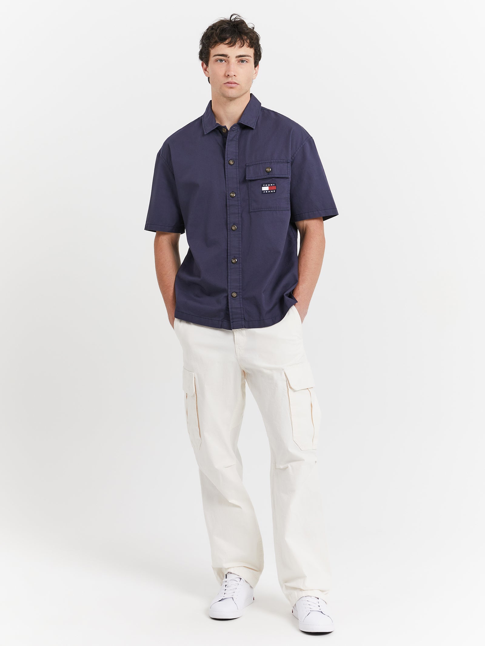 Classic Solid Short Sleeve Overshirt in Twilight Navy