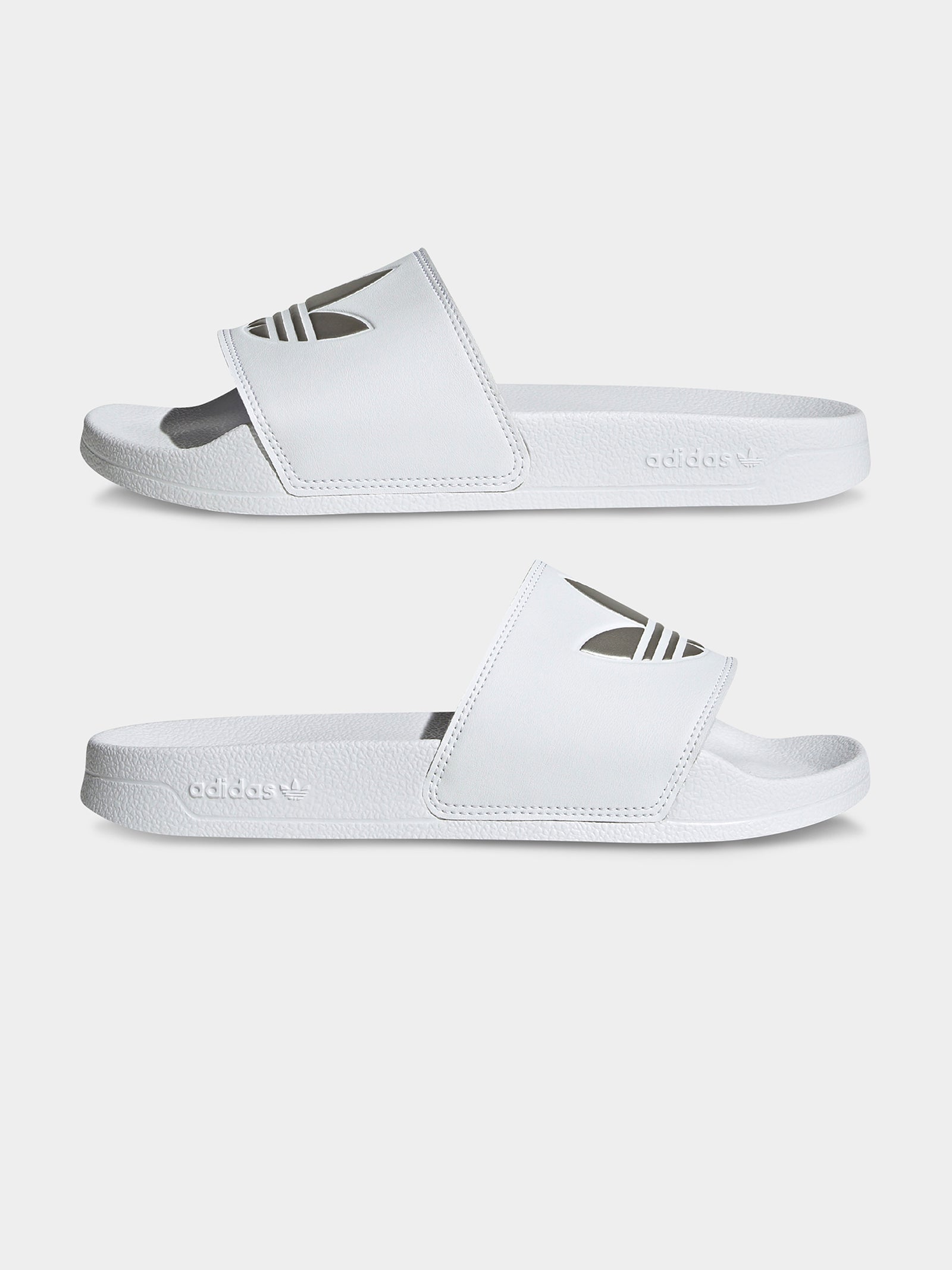 Womens Adilette Lite Slides in Cloud White & Matte Silver