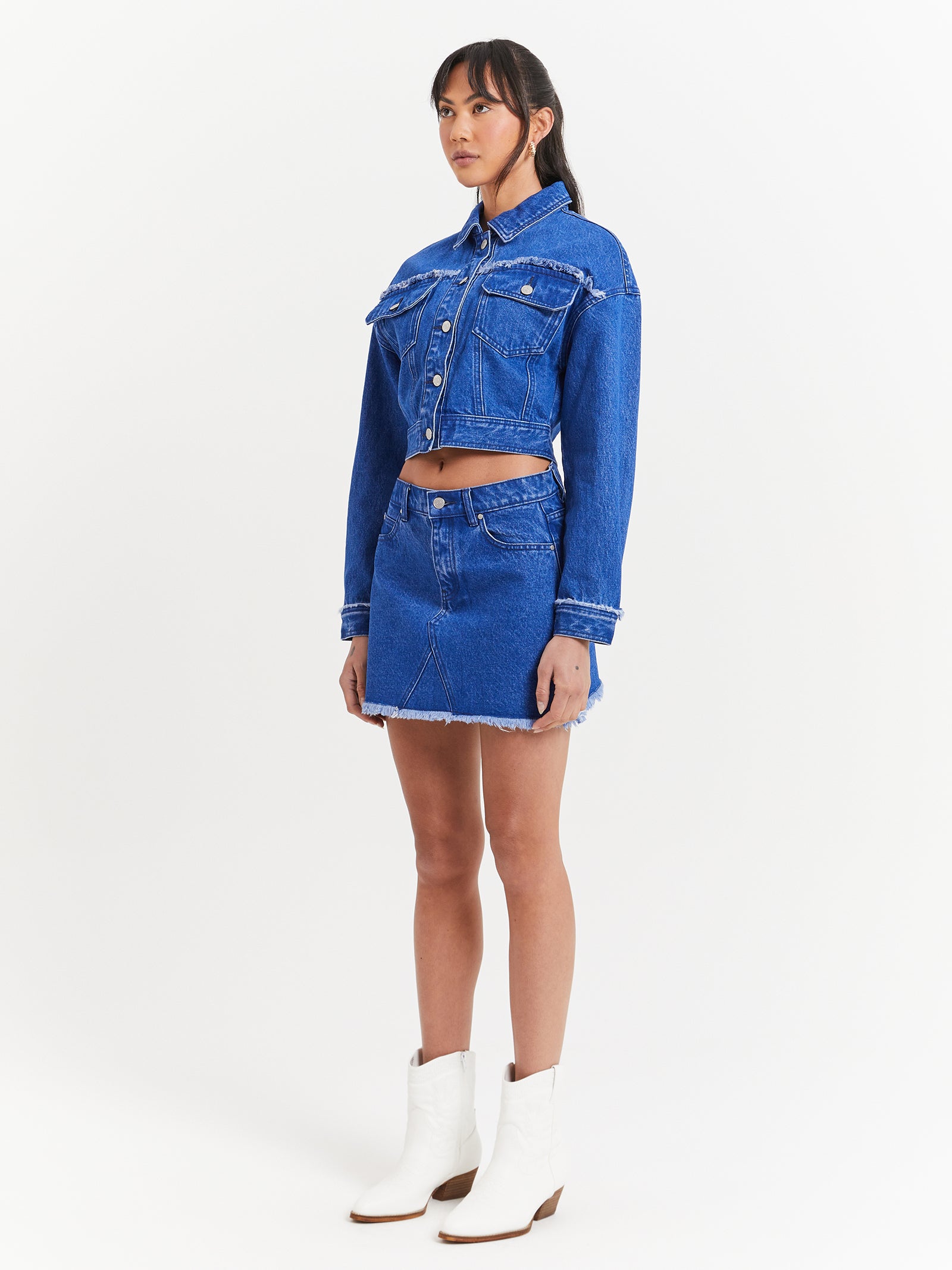 Brielle Cropped Jacket in Lagoon