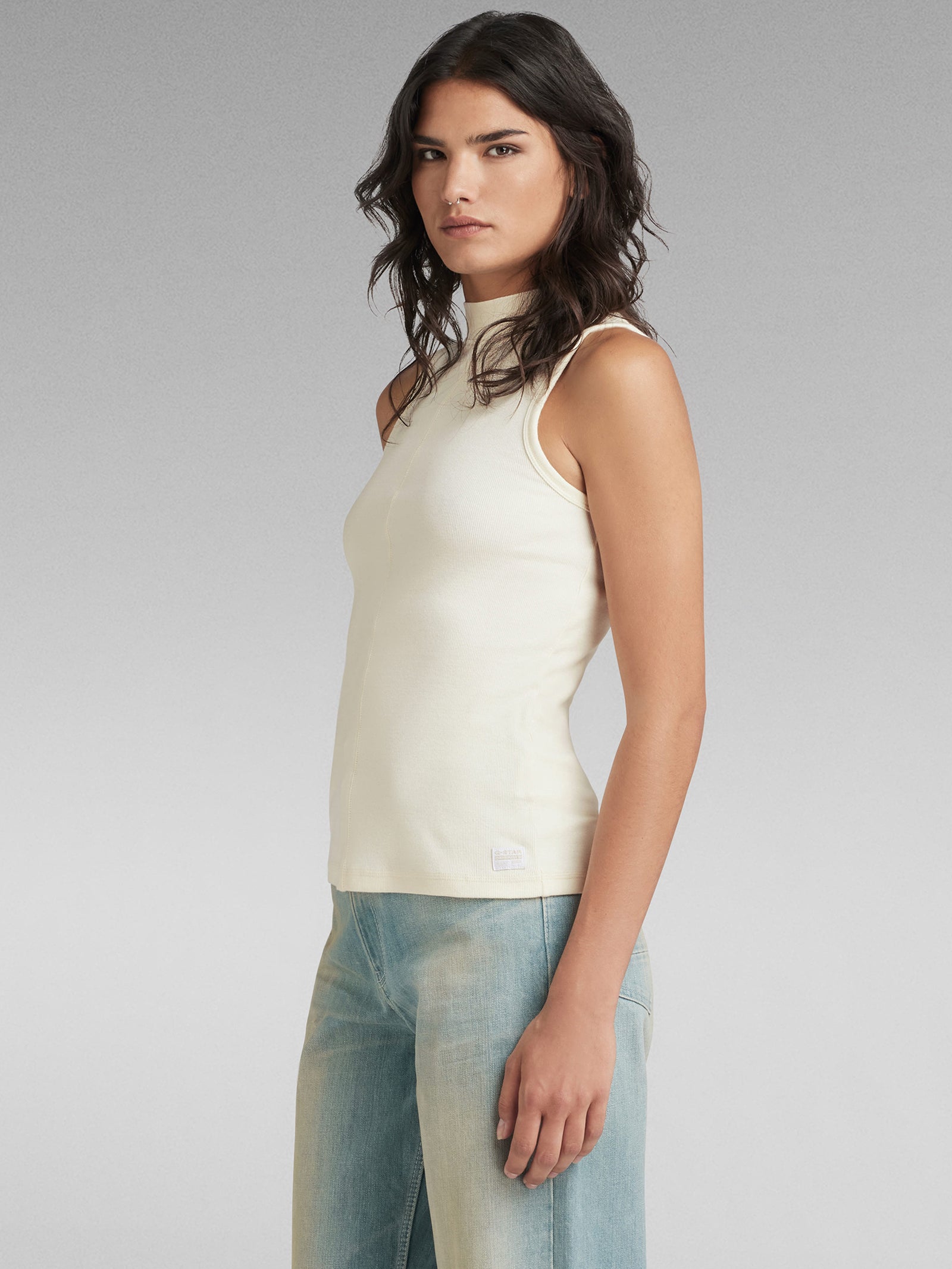 Open Back Mock Slim T-Shirt