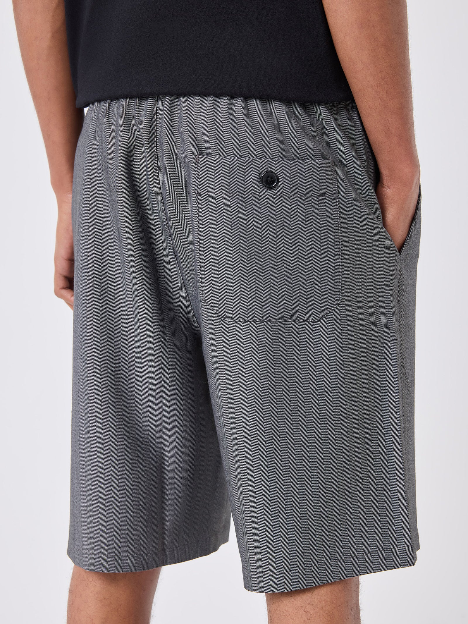 Boxy Suit Short In Grey Herringbone