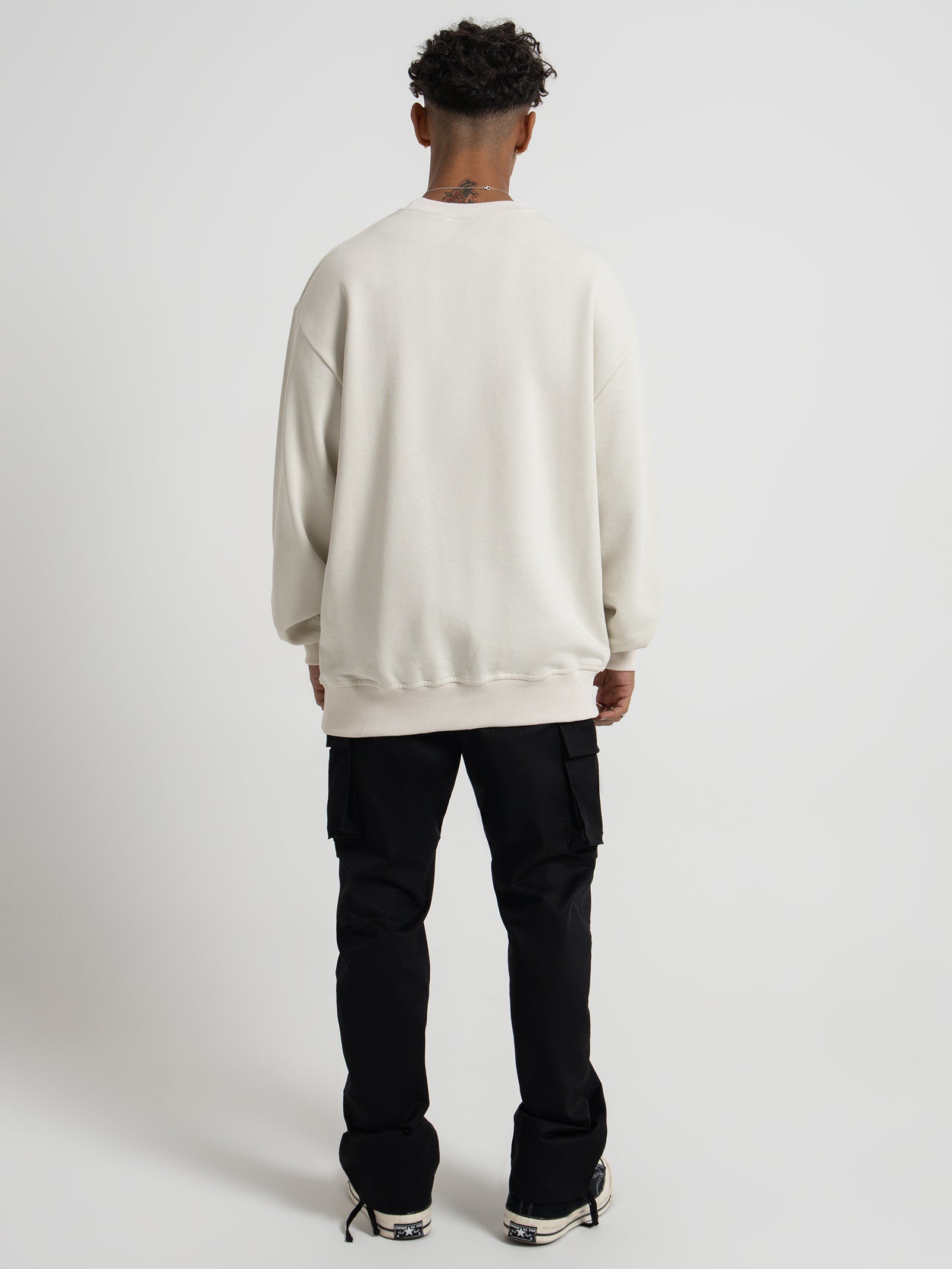 Workwear Insert Crew Neck in Bone White