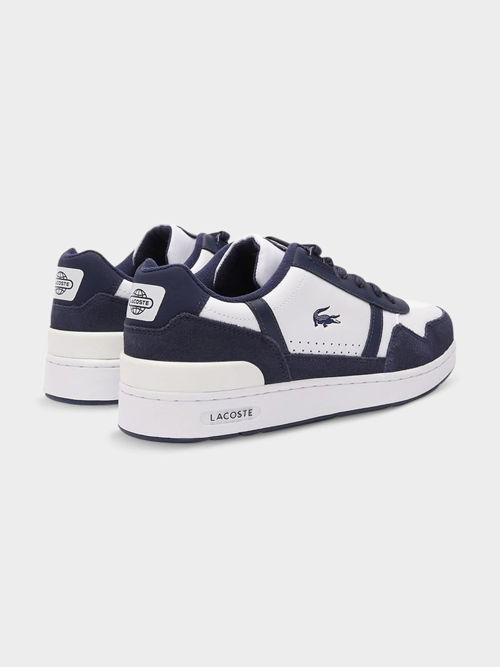 Mens Graphic Print T-Clip Sneakers in White & Navy