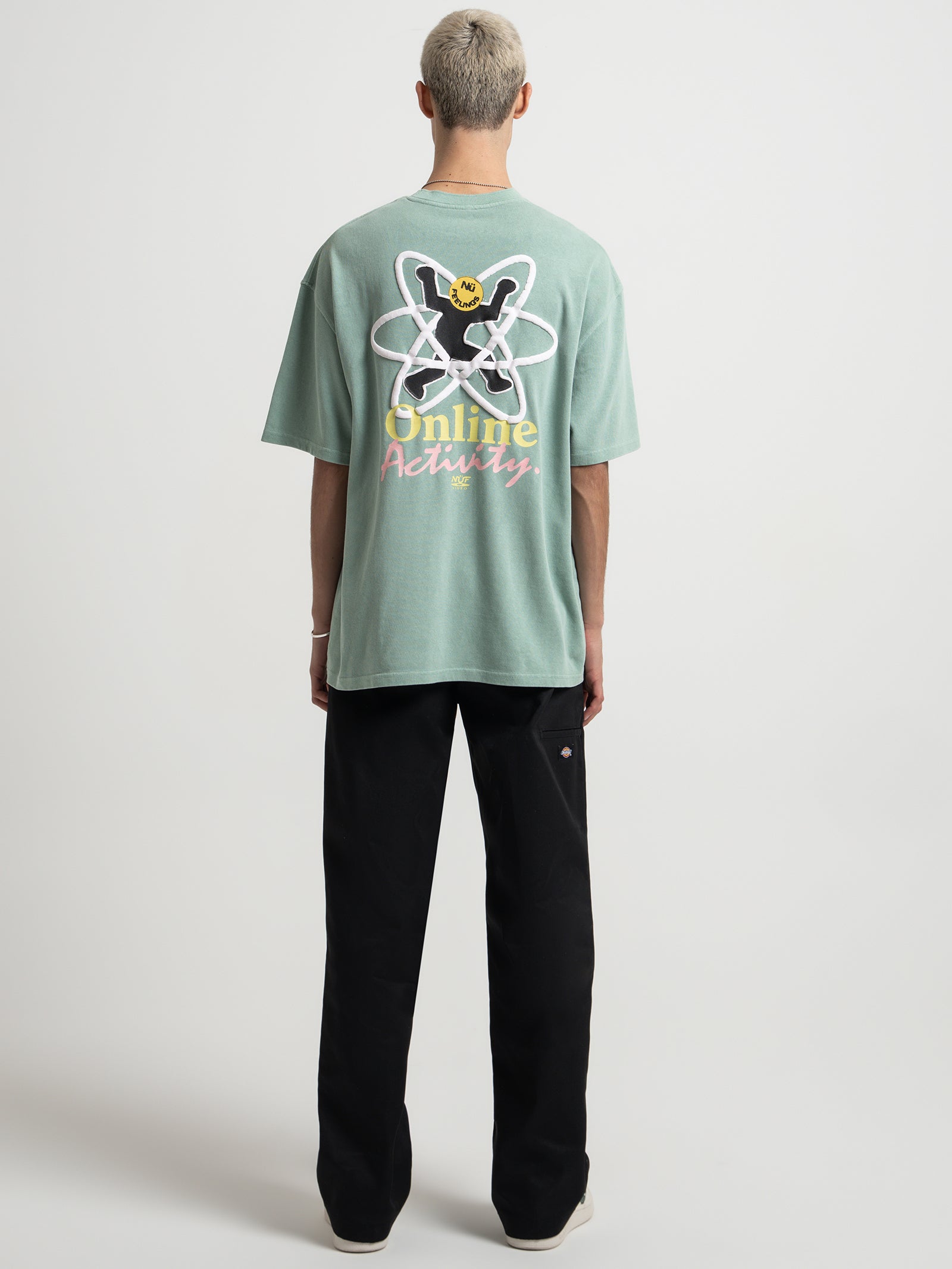 Online Activity T-Shirt in Sage Green Overdye