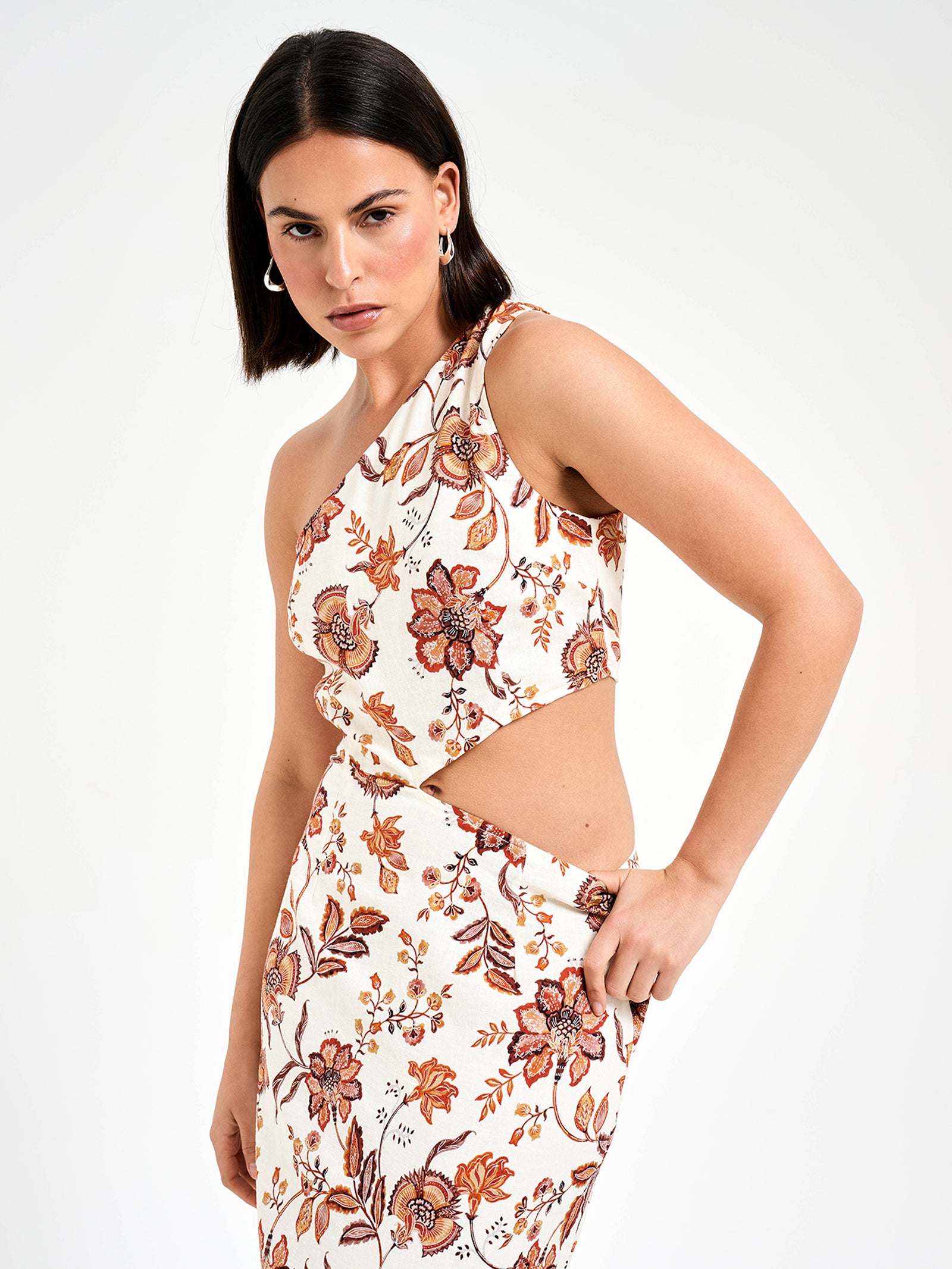 Wylder Asymmetrical MIdi Dress in Bloom