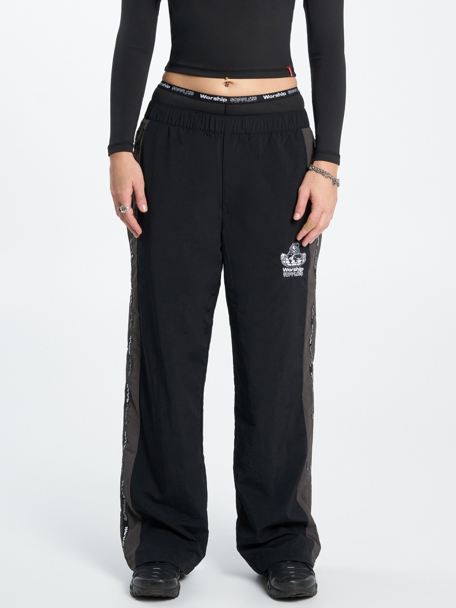 Win Win Crushed Nylon Track Pants